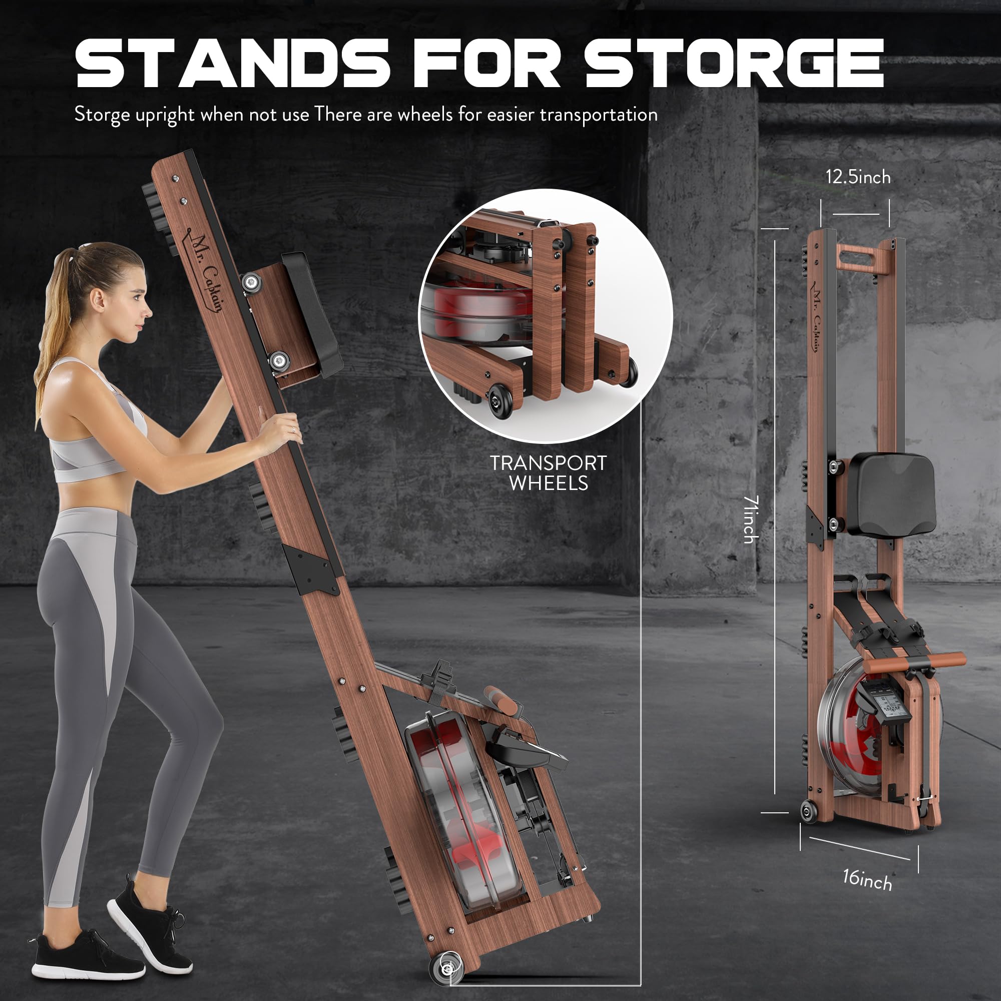 Foldable Water Rowing Machine for Home Gym - 400LBS Weight Capacity with LCD Monitor, Bluetooth APP Connectivity & Ergonomic Seat | Perfect for Cardio Workouts, Full-Body Training & Small Space Fitness