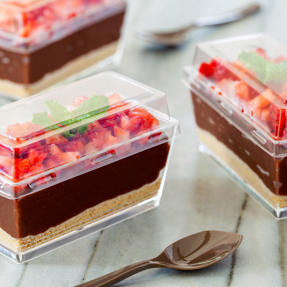 5 oz Rectangle Clear Plastic Cake & Dessert Containers with Lids - 4