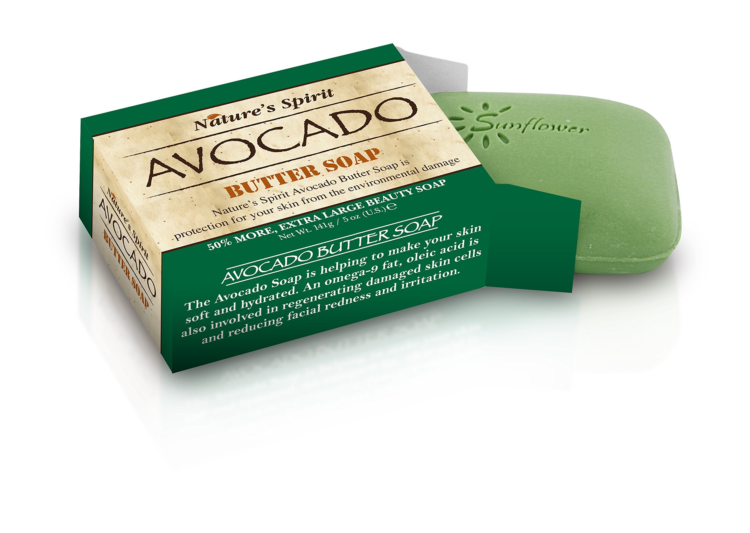 Nature's Spirit Avocado Butter Soap 5 oz - Organic Moisturizing Bar for Dry Skin - Perfect for Daily Face & Body Cleansing, Spa & Gift Sets