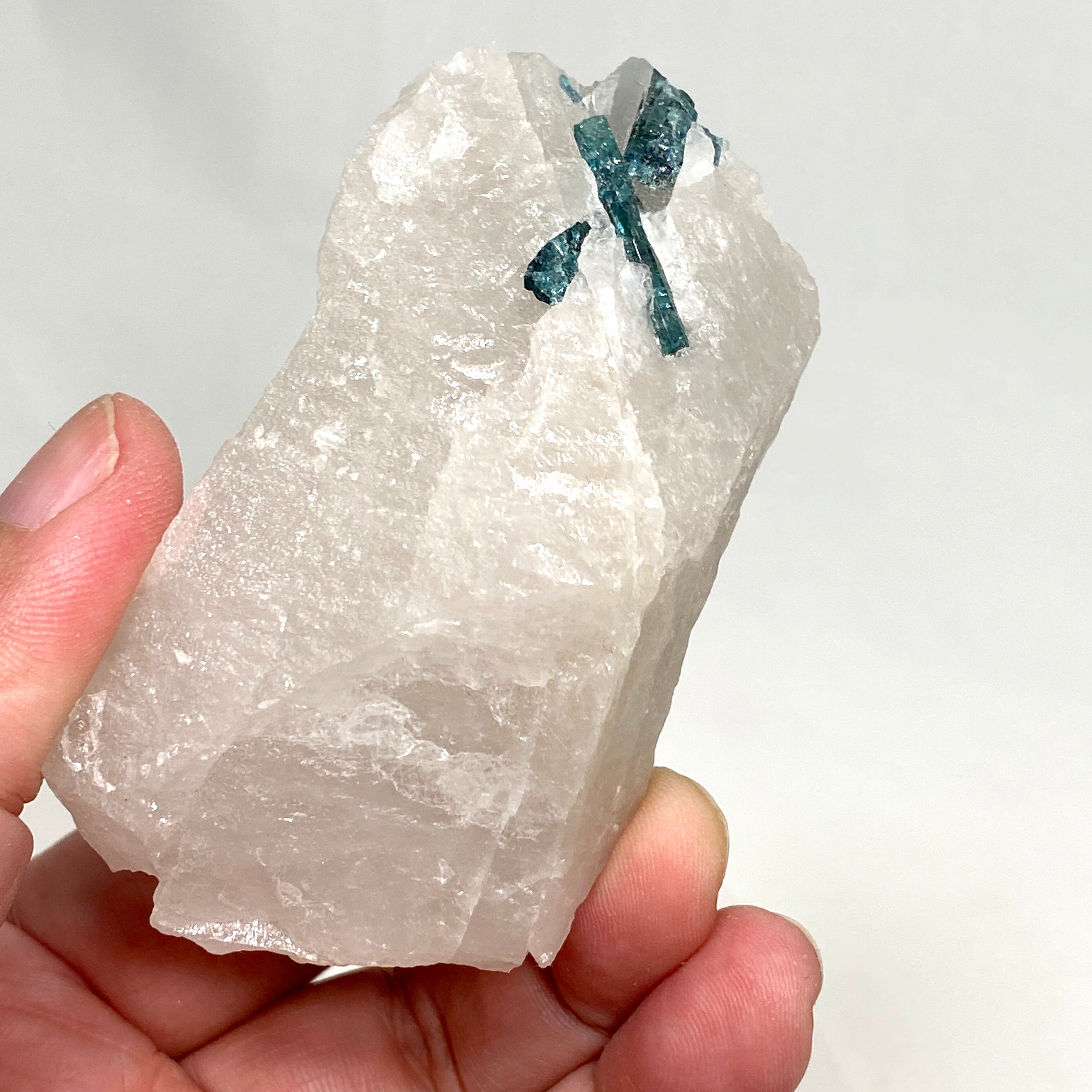 Natural Green Tourmaline on Quartz Crystal - Healing Stone for Meditation & Energy Work - GTQ02 - Perfect for Home Decor, Jewelry Making & Spiritual Practices