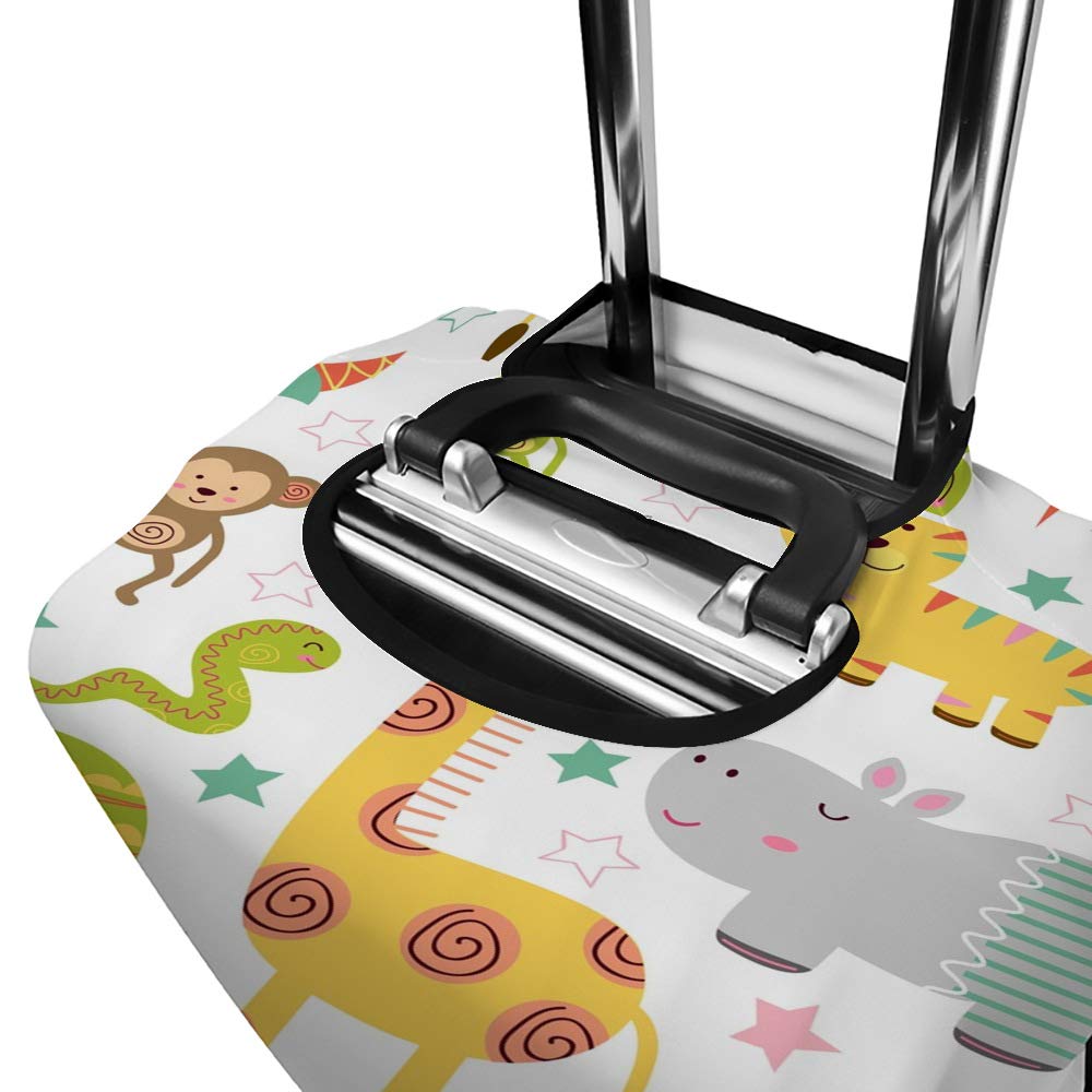 Baby Jungle Animals Soft Luggage Cover - Travel Suitcase Protector for Trolley Cases (S/M/L/XL) | Machine Washable Polyester Fabric | Perfect for Family Vacations, Air Travel & Kids' Luggage Protection