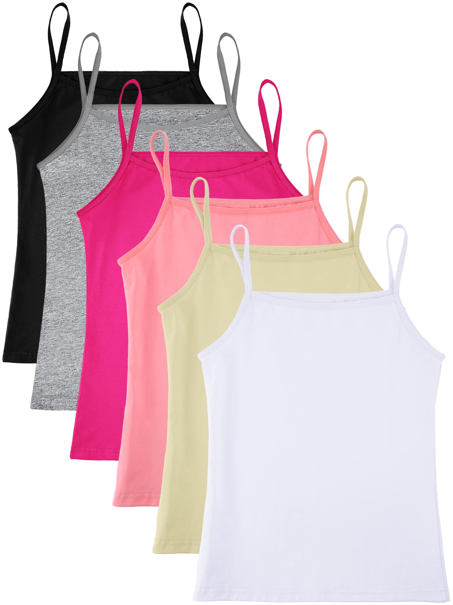 Geyoga 6 Pack Girls Dance Tank Tops - Racerback Crop Tops for Ballet, Gymnastics & Dance | Breathable Sleeveless Performance Wear for Kids & Teens | Perfect for Recitals, Practice & Competitions
