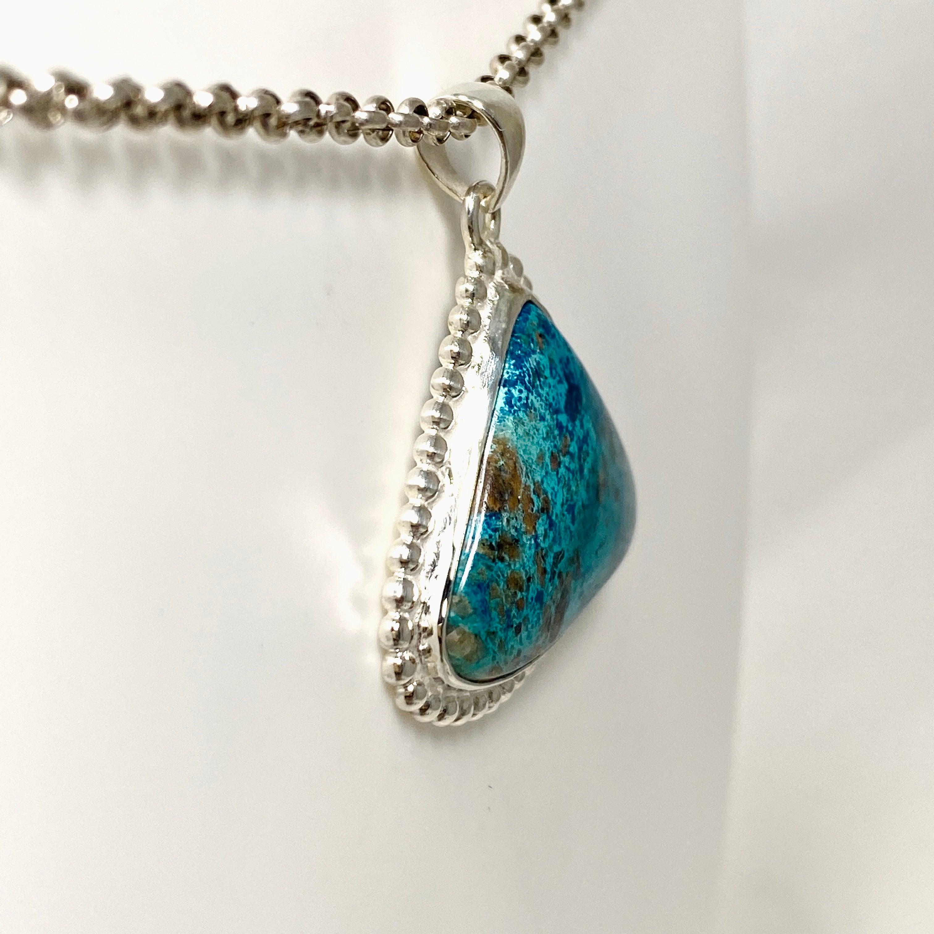 Shattuckite Teardrop Pendant Necklace in Sterling Silver - Handmade Bohemian Jewelry for Women | Perfect for Spiritual Healing, Meditation & Boho Fashion