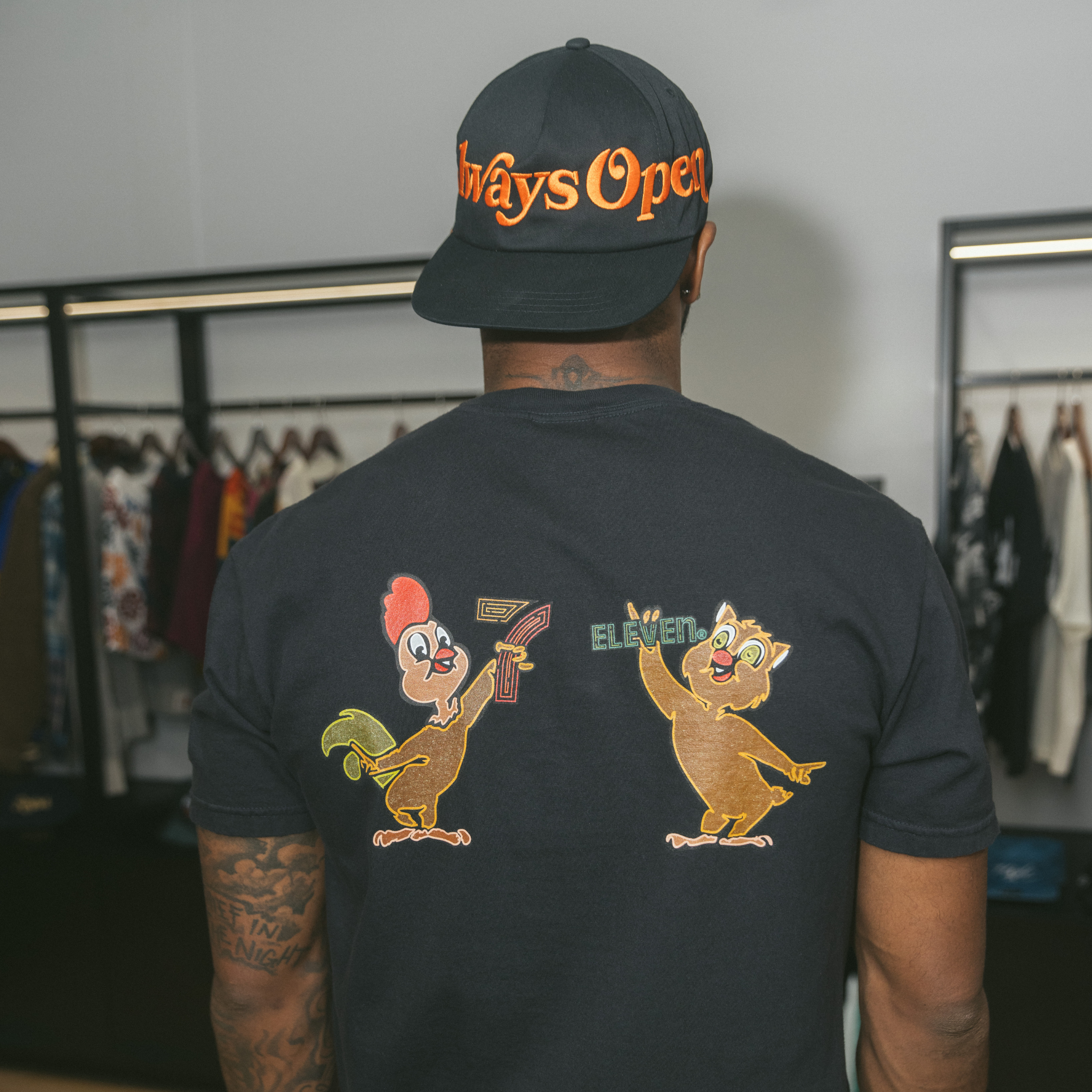 Vintage Rooster & Owl Graphic T-Shirt for Men & Women - Always Open Retro Design - Casual Wear & Street Style