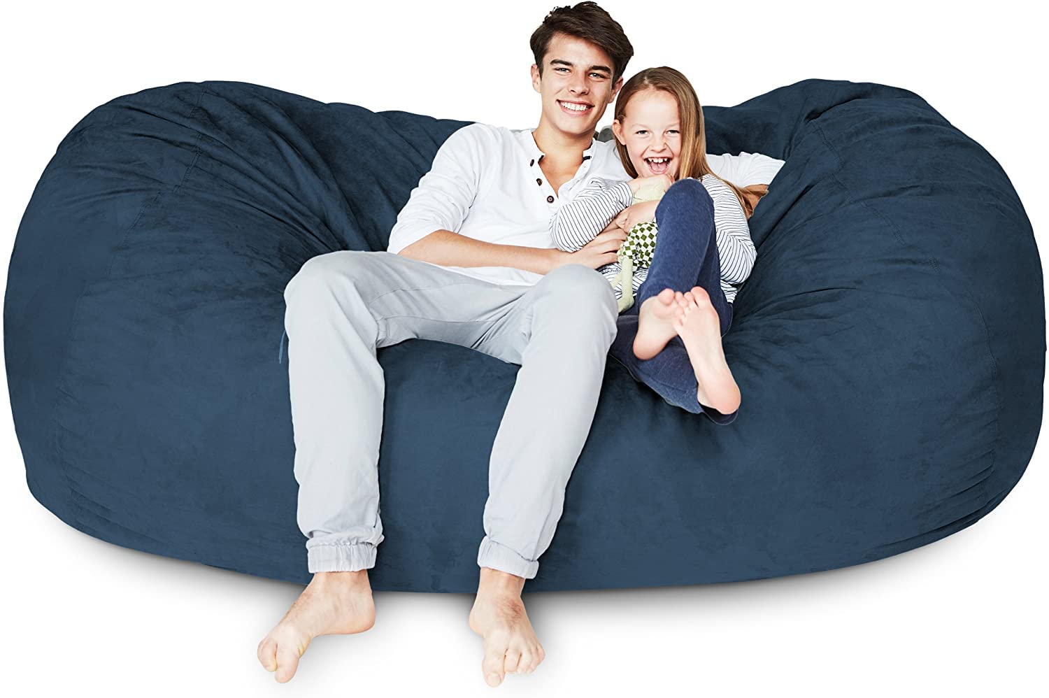 Luxury Microsuede Bean Bag Cover - Machine Washable 7ft Navy Blue Replacement Cover with Inlay | Waterproof & Durable | Perfect for Living Room, Game Room, Dorm & Outdoor Use