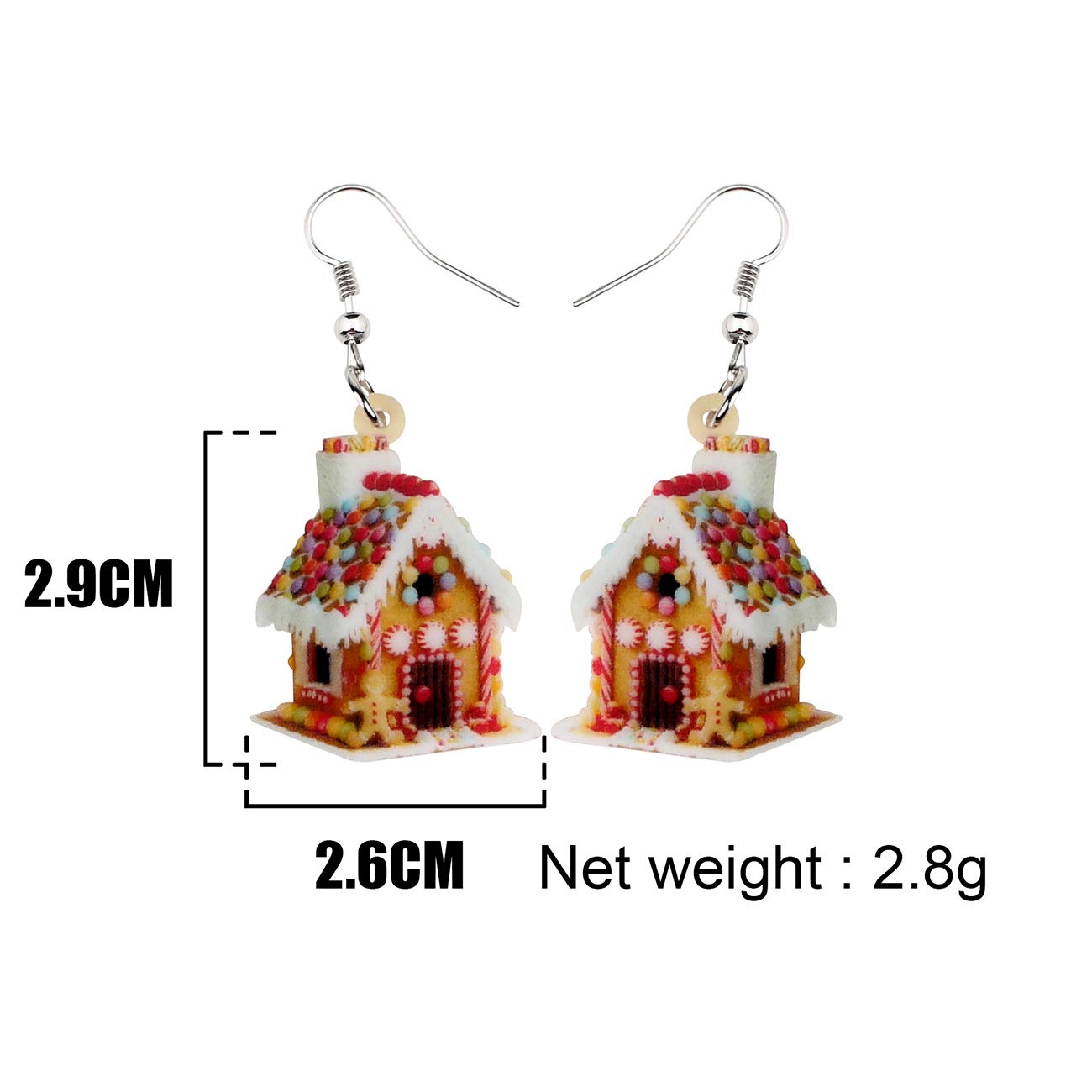 Acrylic Christmas Gingerbread House Dangle Earrings - Cute Anime Candy House Jewelry - Perfect Holiday Gift for Women - Great for Christmas Parties & Festive Outfits