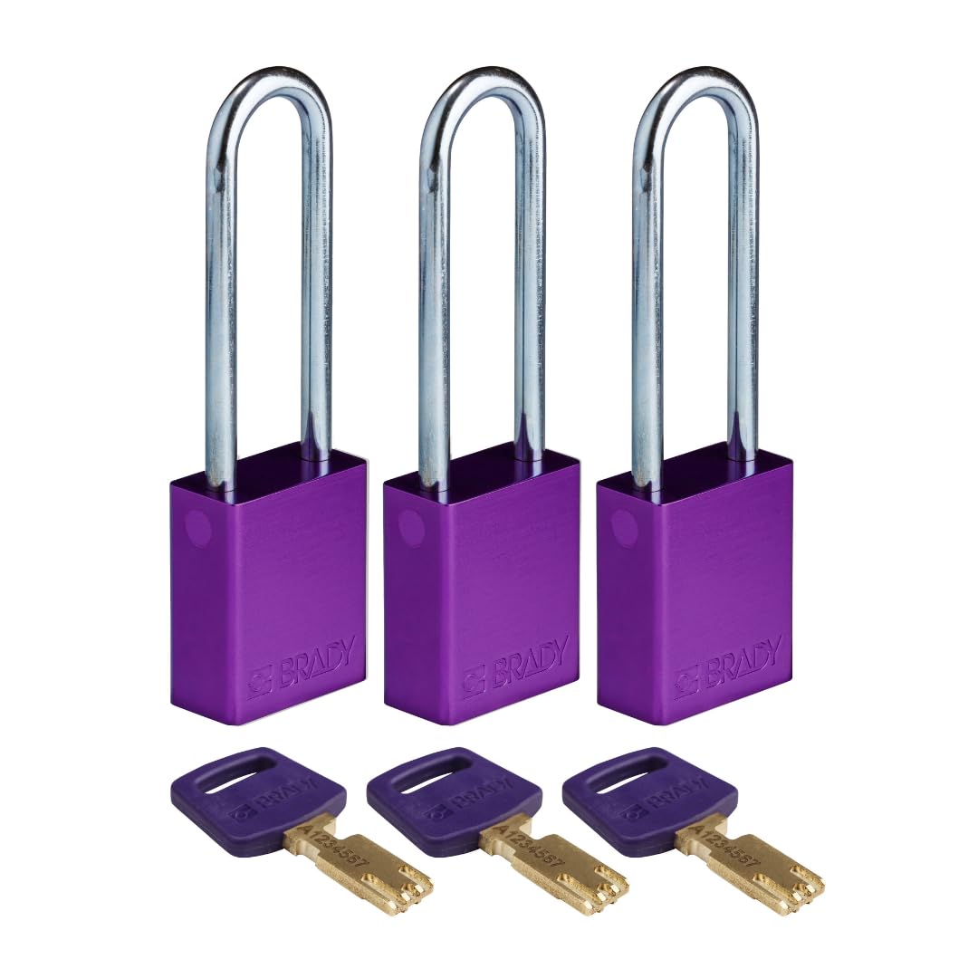 Brady SafeKey Lockout Padlock - Heavy Duty Aluminum Safety Lock with 3.0