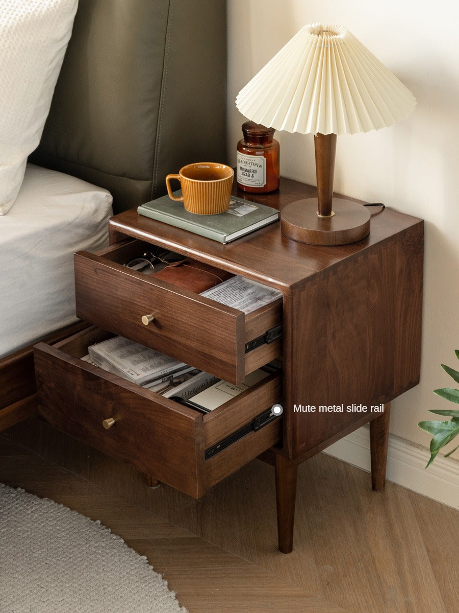 Premium Black Walnut Solid Wood Nightstand - Handcrafted Bedside Table with Drawer | Perfect for Bedroom, Living Room & Guest Room Decor
