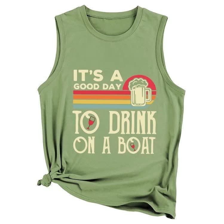 Women's Sleeveless Wine Glass Pattern Tank Tops - Fun Summer Graphic Tees for Casual Outings, Beach Vacations & Outdoor Activities