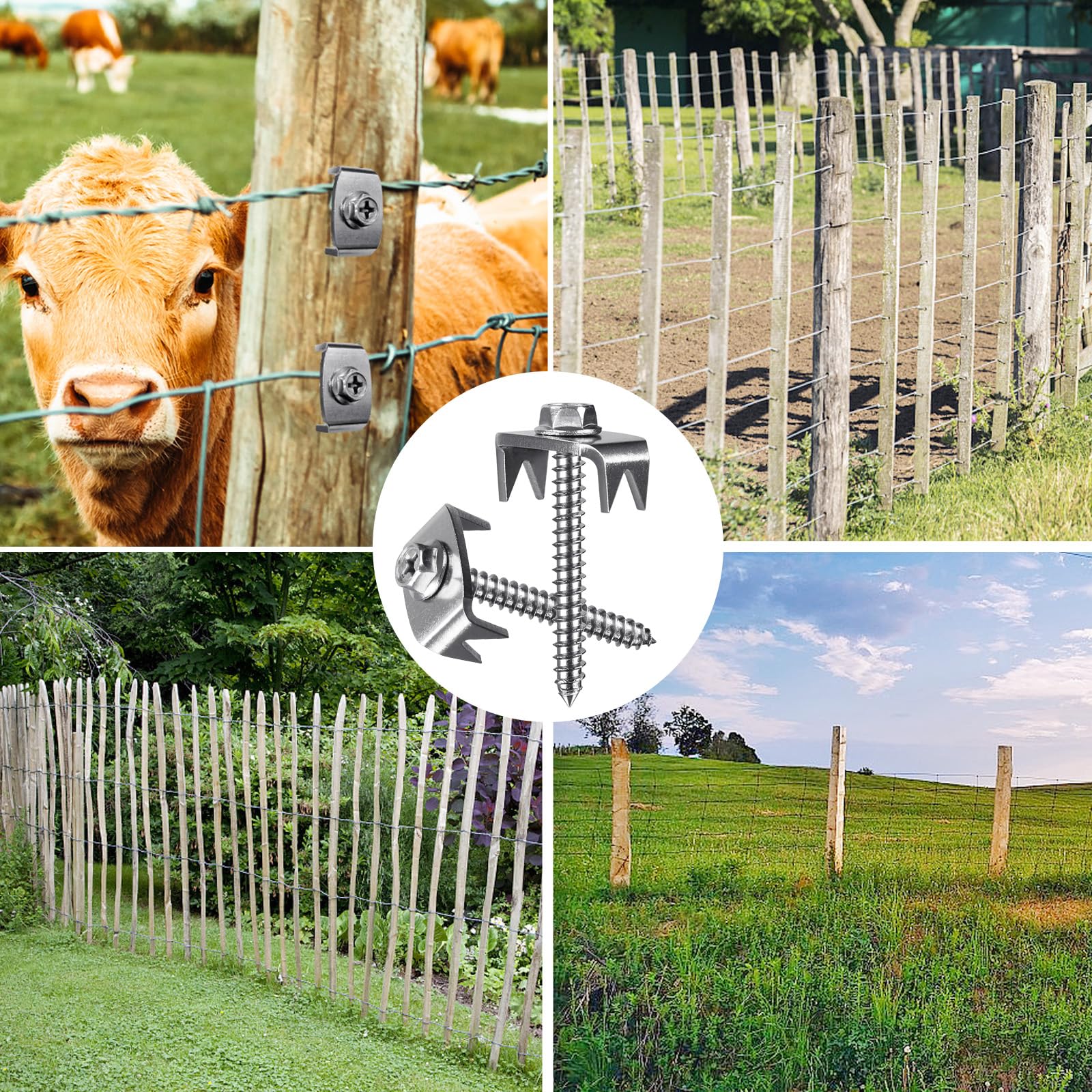 200 Pcs Stainless Steel Fence Staples - Heavy Duty Reusable Fencing Nails for Wire Mesh & Woven Fencing | Rustproof Fence Fasteners with Wire Fixer | Easy Installation & Removal with Power Drill | Perfect for Wooden Fences, Garden Fencing & DIY Projects