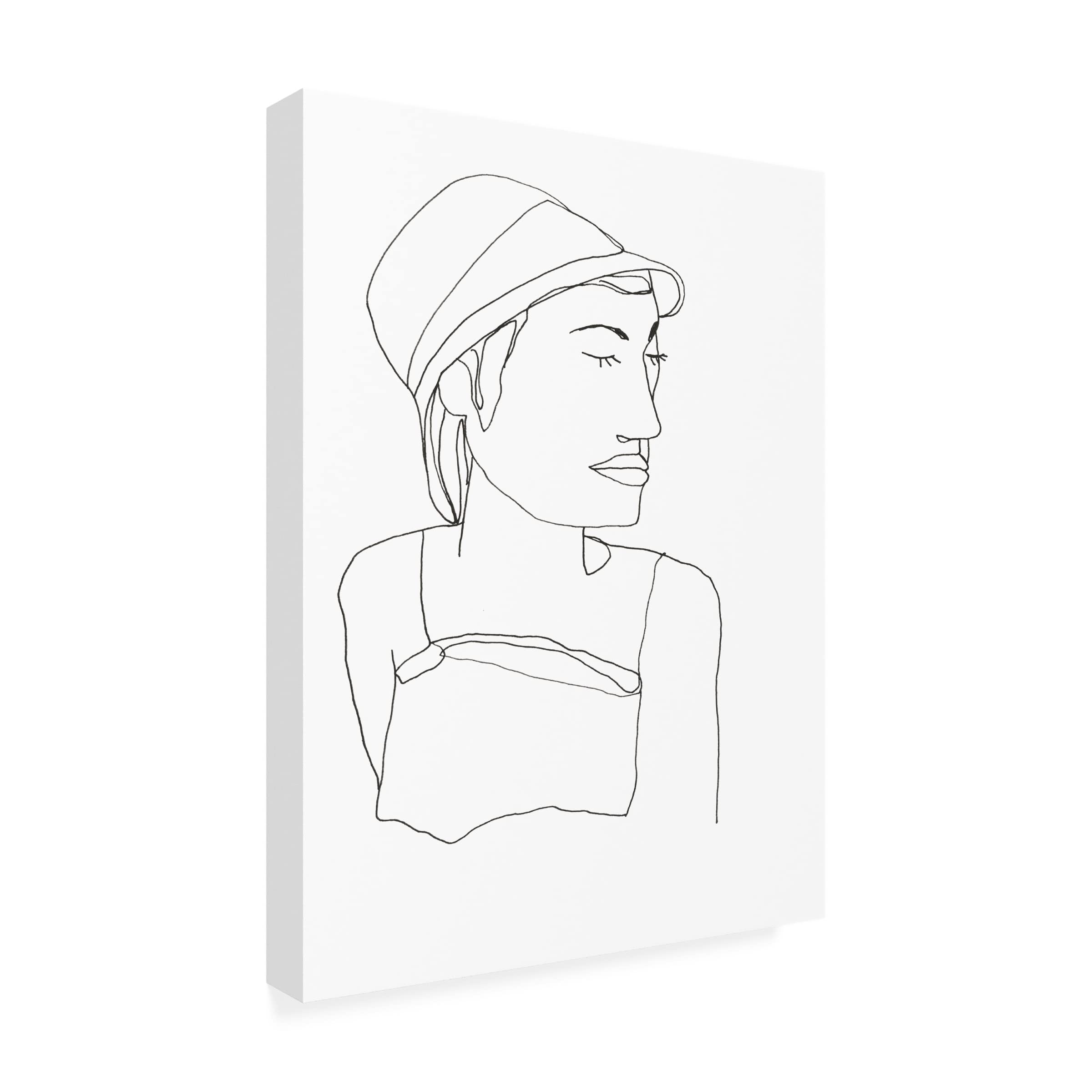Trademark Fine Art 'Contour Face III' Canvas Wall Art Print by June Erica Vess - Modern Abstract Portrait Painting for Living Room, Bedroom & Office Decor