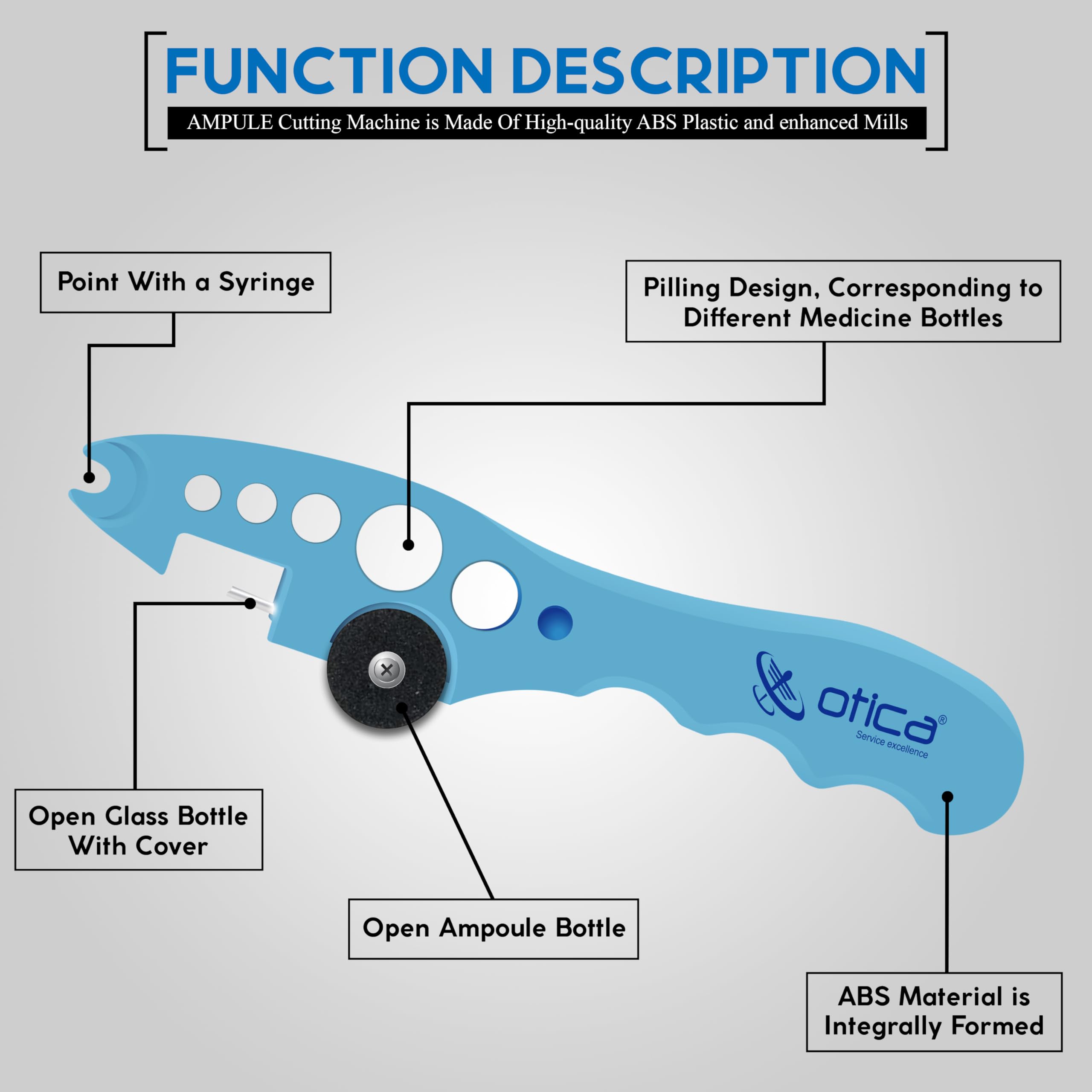 OTICA Ampoule Cutter for Doctors & Nurses - Professional Glass Bottle Cap Remover & Ampule Breaker Tool for Hospital, Clinic & Medical Use (Blue) - Perfect for Safe Medication Preparation & Emergency Situations