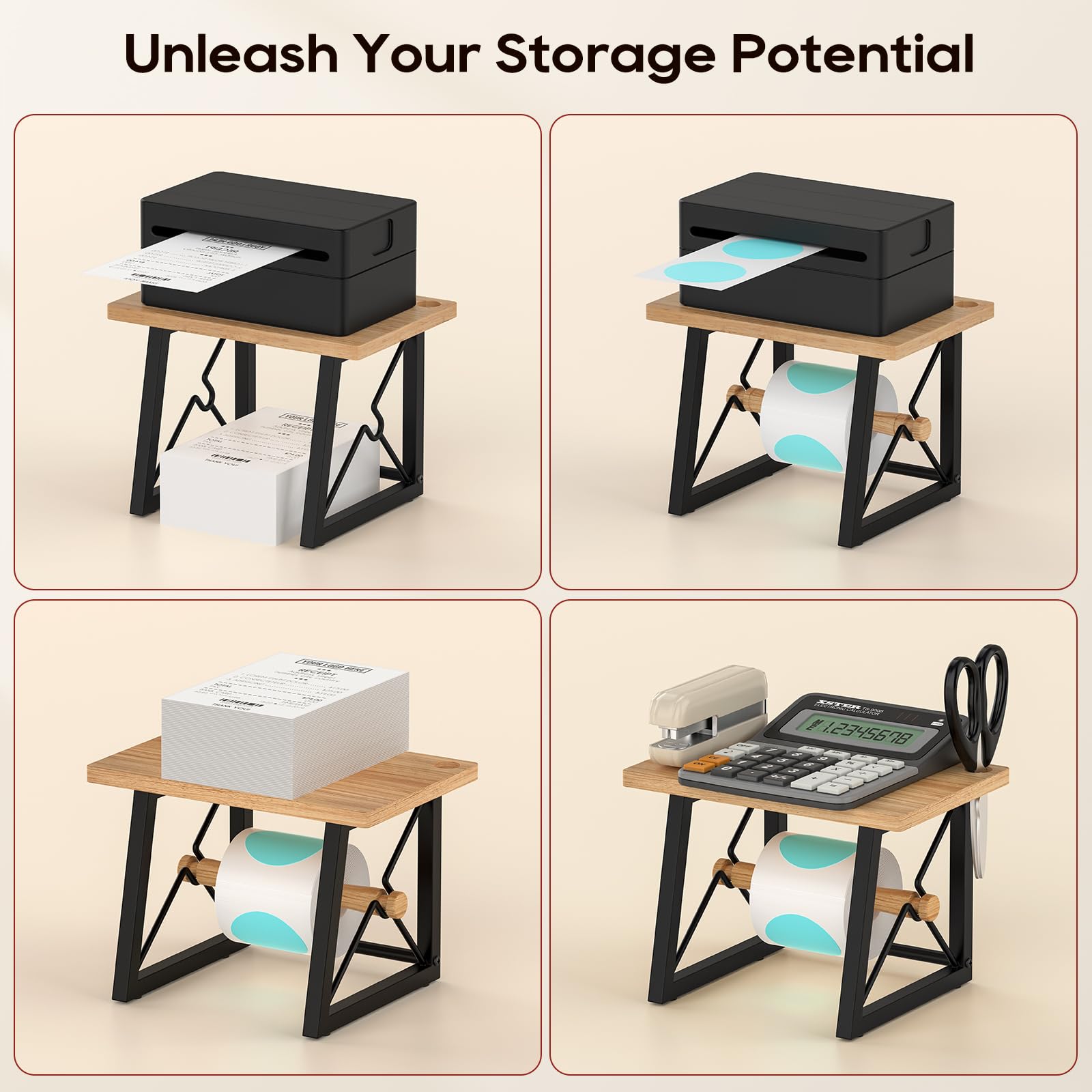 Wooden Thermal Label Holder for Rolls & Fan-fold Labels - Desktop Organizer for Thermal Label Printers | Perfect for Home, Office & Small Business Use | Label Printing Accessories for Shipping, Packaging & Inventory Management
