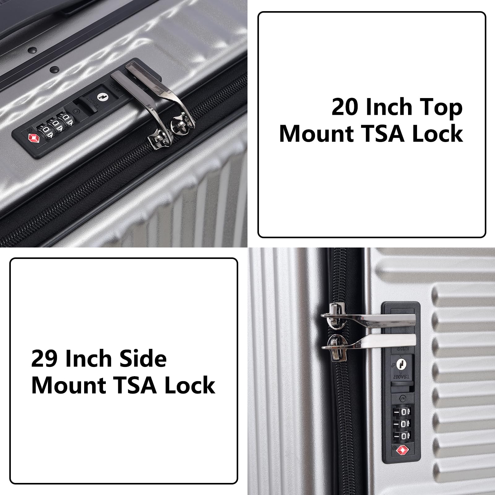 2-Piece 20/29 Inch Lightweight Aluminum Hardshell ABS+PC Luggage Set with TSA Lock, 360° Spinner Wheels & Adjustable Handle - Dark Gray Suitcase for Business Travel, Family Vacations & International Trips