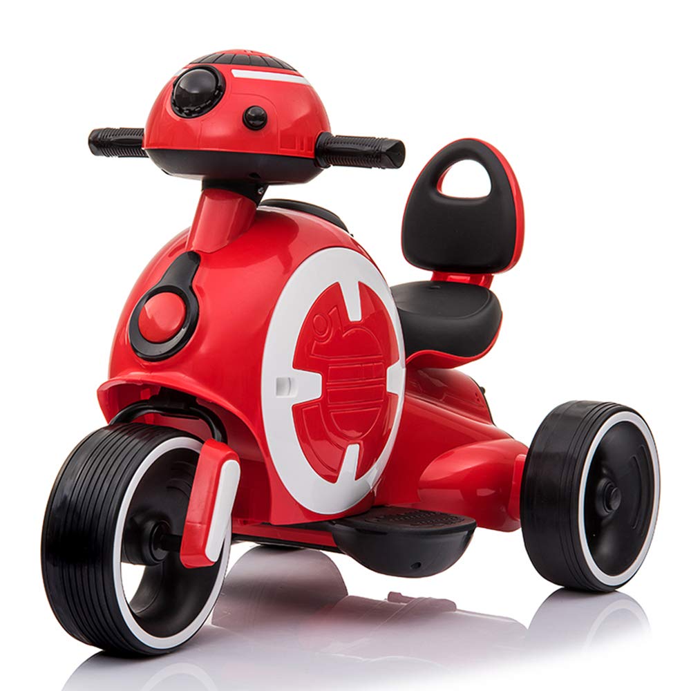 **Kids Electric Motorcycle Ride-On Toy with LED Lights - Red 12V Battery-Powered Tricycle for Boys & Girls Ages 1-4 Years - Outdoor & Indoor Play Vehicle for Birthday Gifts & Backyard Fun**