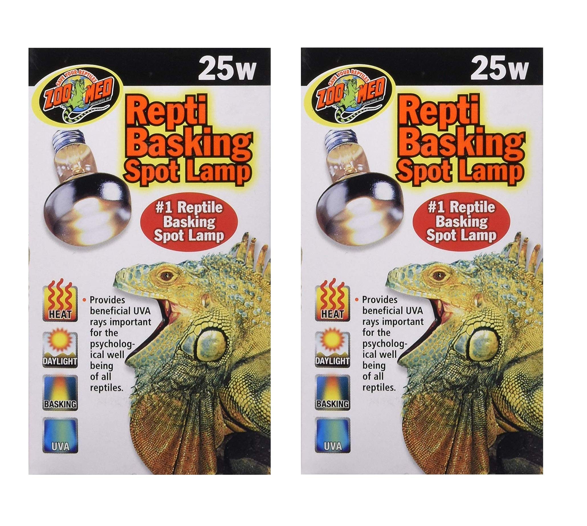 Zoo Med Repti Basking Spot Lamp 2-Pack, 25W - Ideal for Reptile Terrariums & Heat-Loving Pets