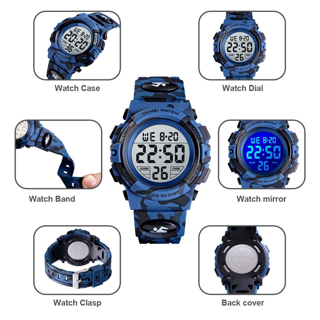 FIZILI Kids Digital Sports Watch - Waterproof Boys & Girls Wristwatch with Alarm, Stopwatch, 12/24H Time & Calendar - Perfect for Outdoor Activities, School & Sports (Ages 3-15)