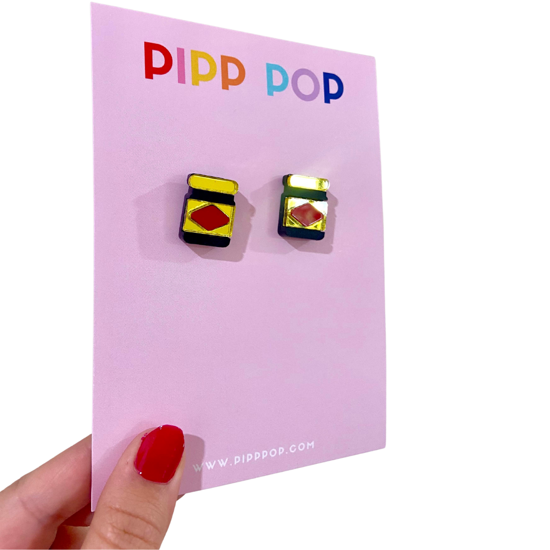 Vegemite Stud Earrings - Unique Australian Food Jewelry for Women - Perfect for Casual Wear, Gifts & Aussie-Themed Parties