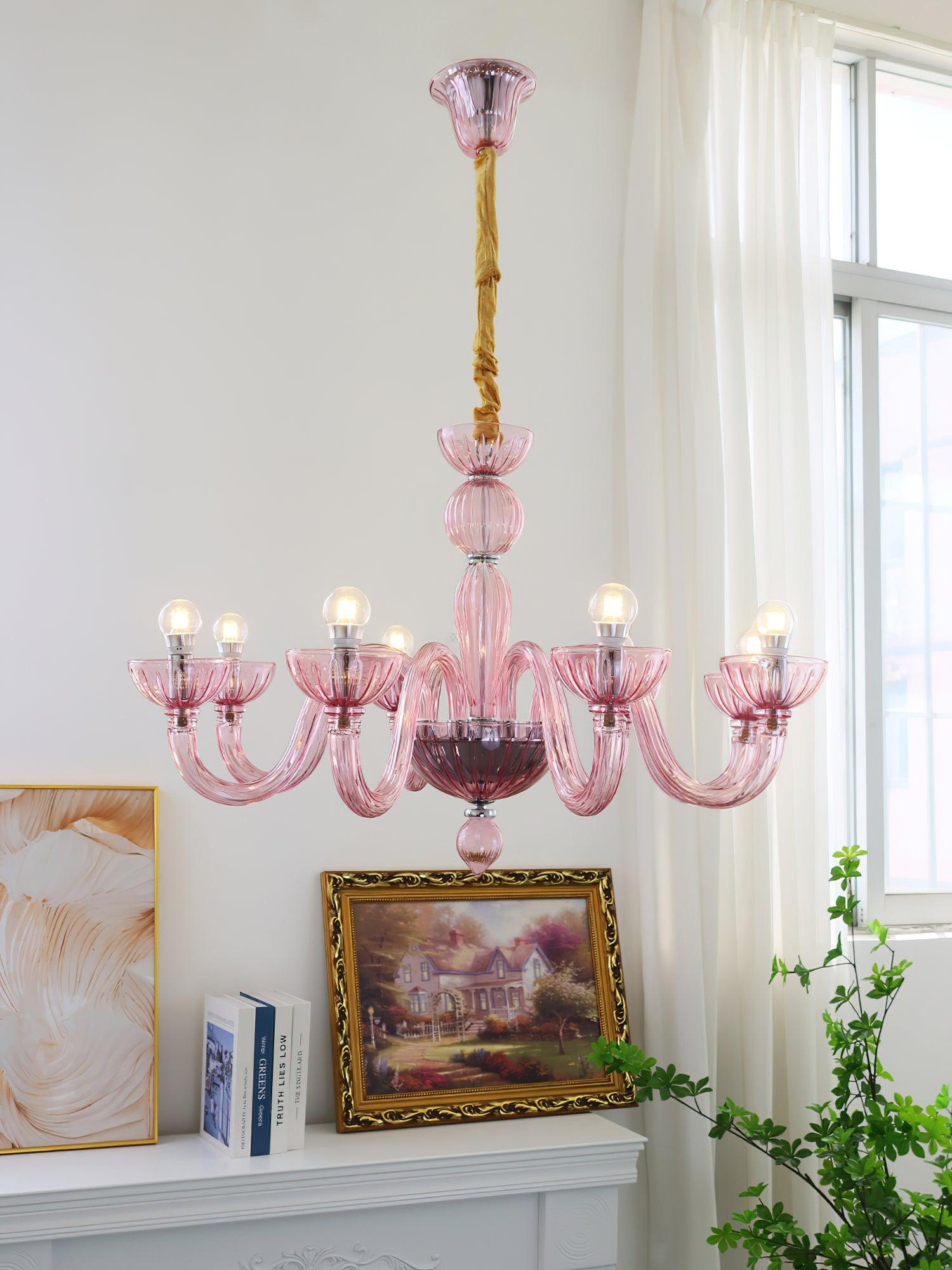 Elegant Ares Murano Glass Chandelier - Handcrafted Italian Crystal Ceiling Light Fixture for Dining Room, Living Room & Bedroom Decor