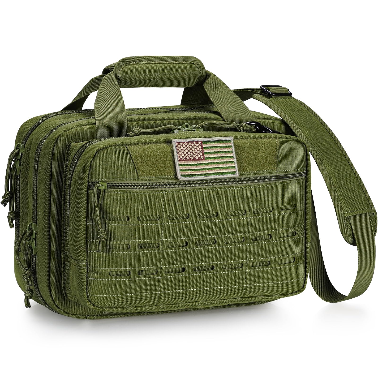 CVLIFE Tactical Gun Range Bag - Lockable 3 Compartment Pistol Case for Handguns & Hunting Gear | Durable Shooting Range Accessories for Outdoor Hunting, Target Practice & Firearm Storage