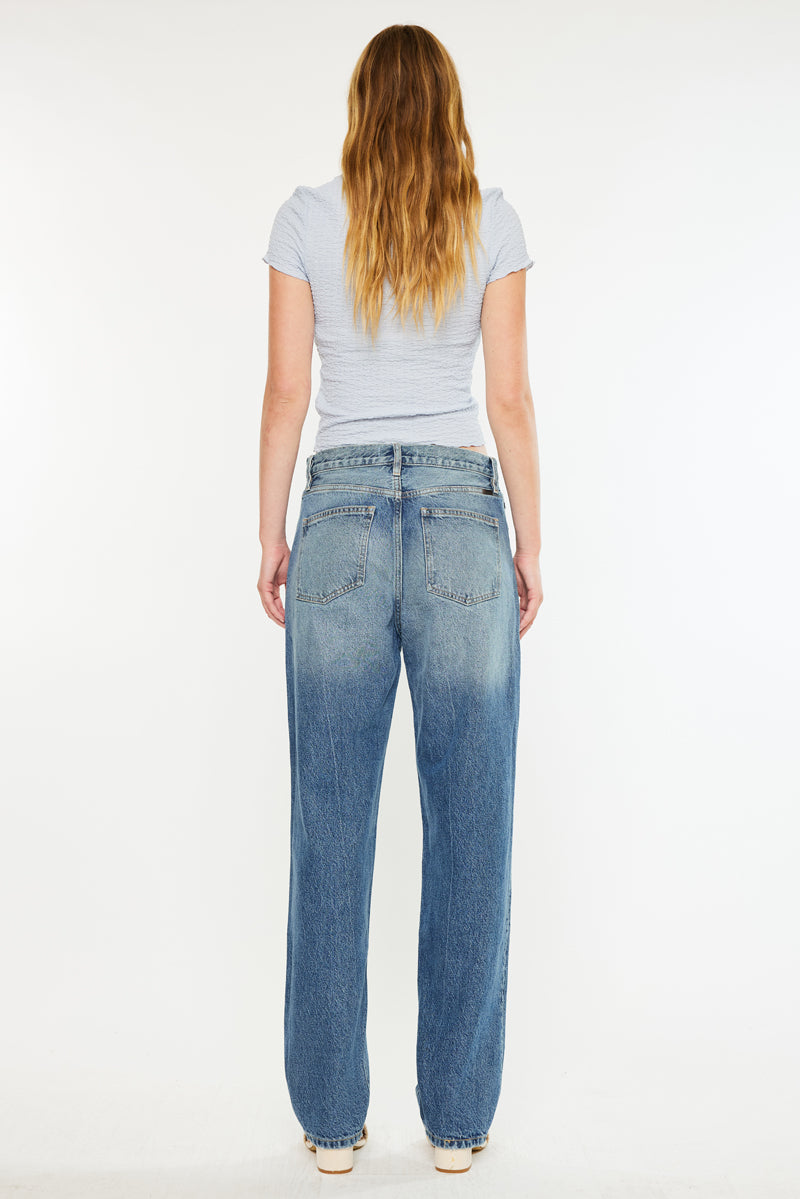 Quincy High Rise Dad Jeans for Women - Vintage Retro Straight Leg Denim Pants - Perfect for Casual Outfits, Street Style & Everyday Wear