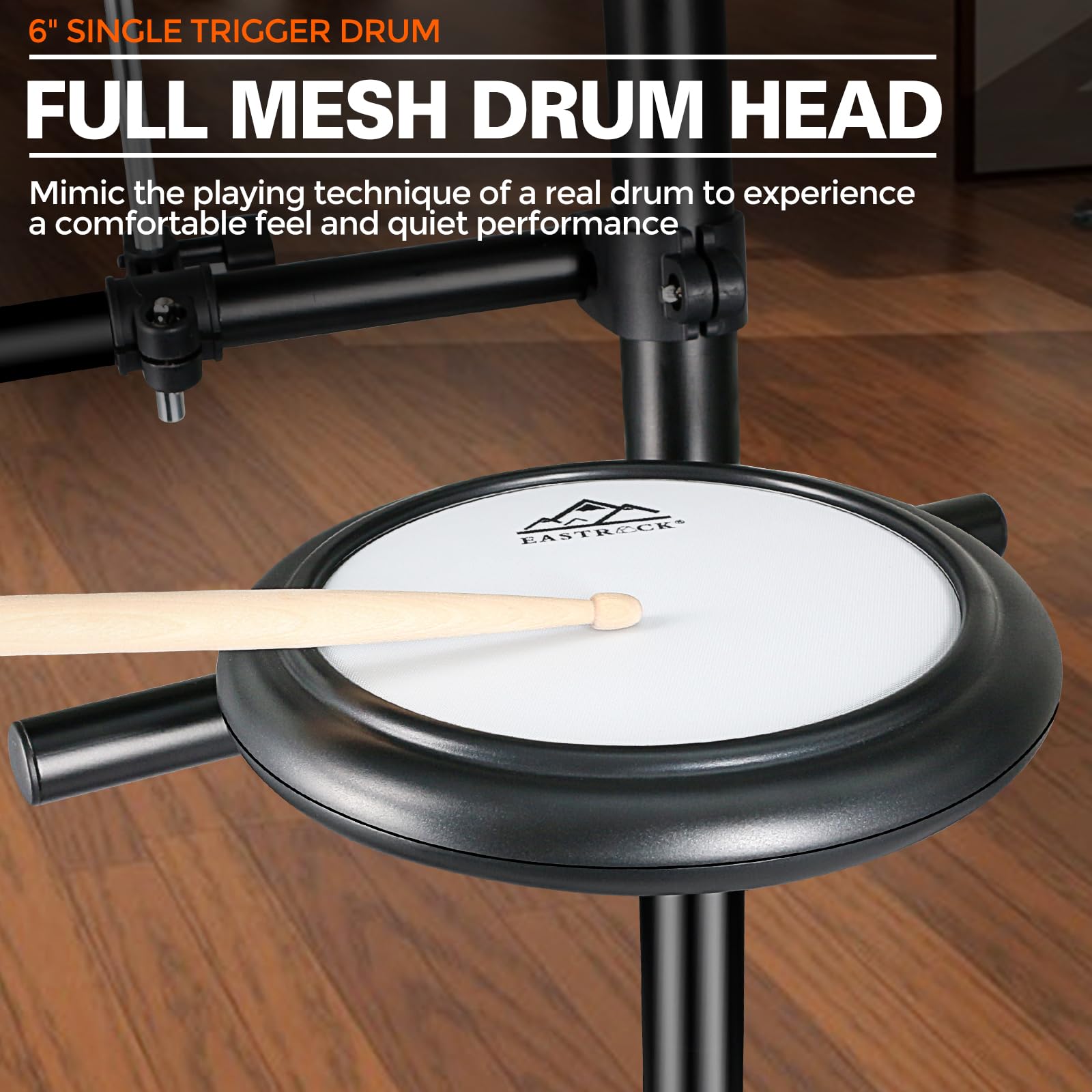 EASTROCK Electric Drum Set with Quiet Mesh Drum Pads - Electronic Drum Kit for Beginners with 2 Legs, Cymbals, Pedal & Upgraded Drum Module - 144 Sounds, Bluetooth, USB MIDI, Headphone Jack - Includes Drum Stool & Sticks - Perfect for Home Practice, Studio Recording & Live Performances