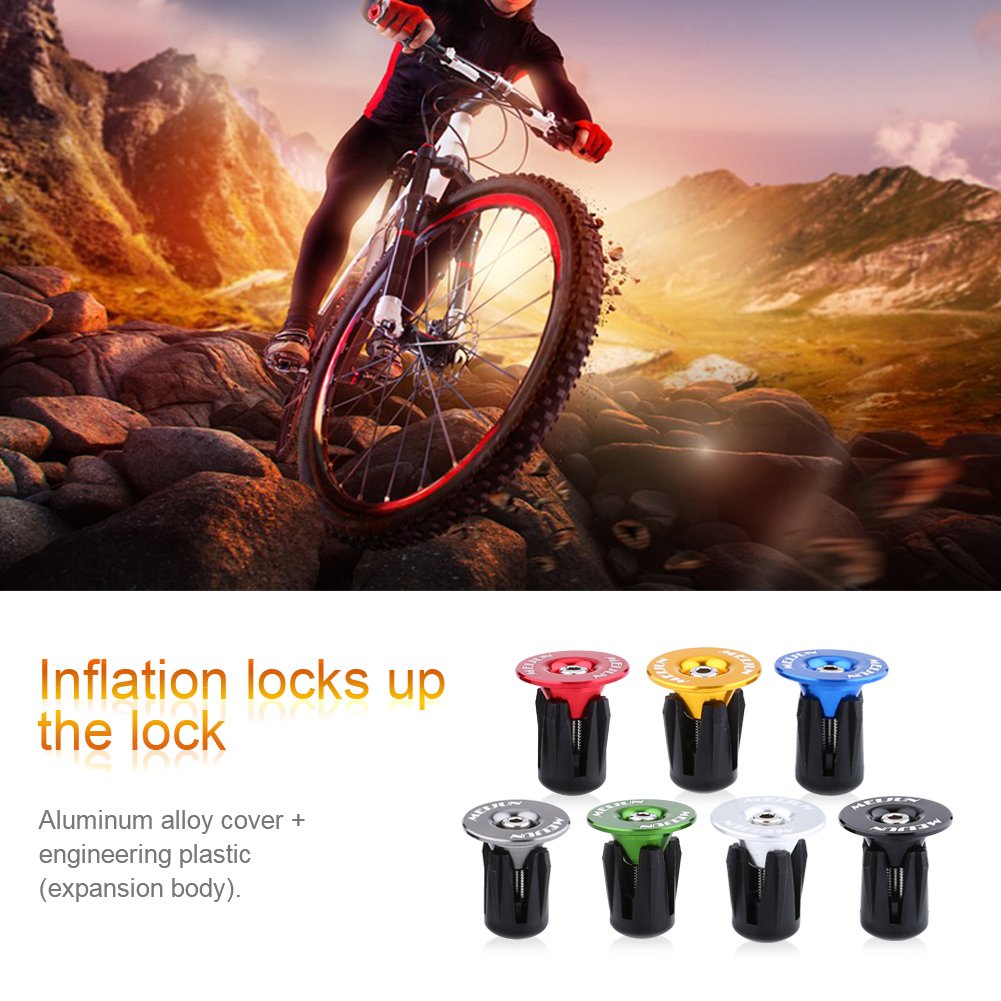2pcs 22-24mm Aluminum Bike Handlebar End Plugs - Red Bar End Covers for Mountain & Road Bikes - Protect Handlebars & Enhance Grip for Cycling Safety