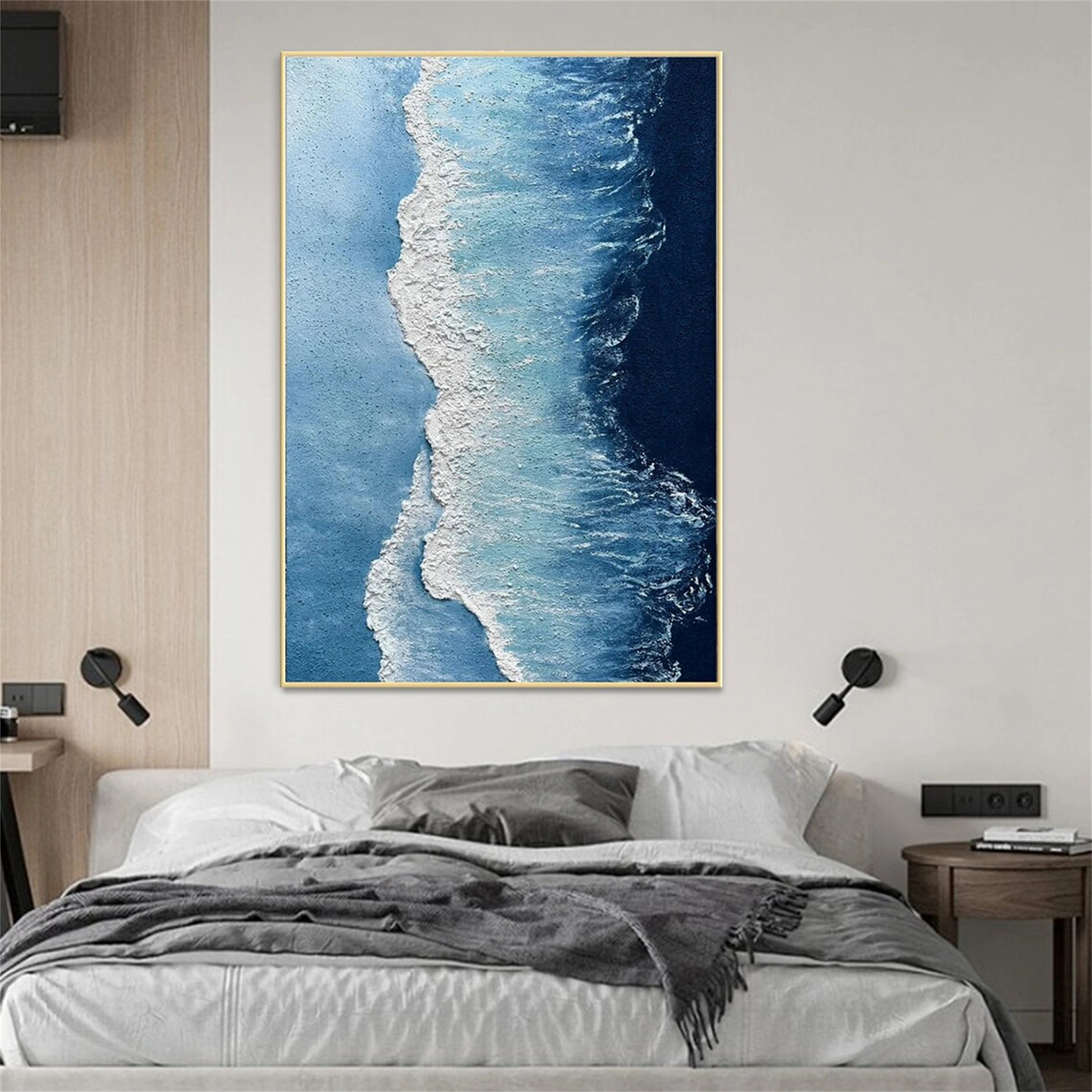 Ocean and Sky Painting #OS 063 - Handmade Canvas Wall Art for Home & Office Decor - Perfect for Living Room, Bedroom, or Office Wall Decoration
