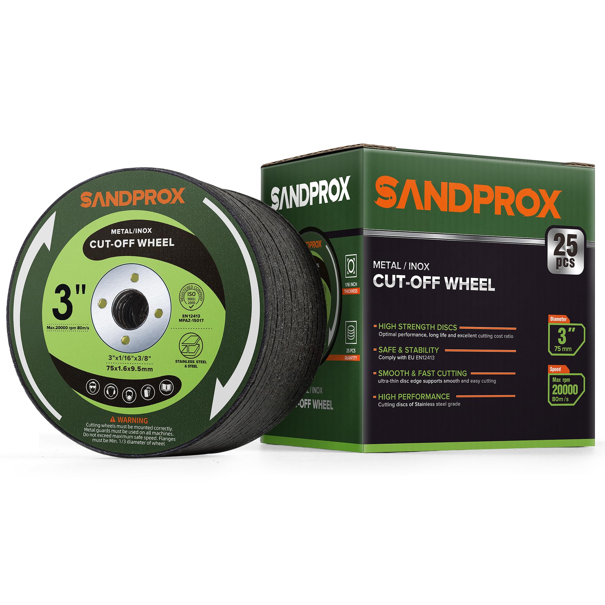 3 Inch Cut Off Wheel 25 Pack - 3x3/8 Inch Metal & Stainless Steel Cutting Discs for Angle Grinder - Durable Abrasive Wheels for Metalworking, Construction, and DIY Projects