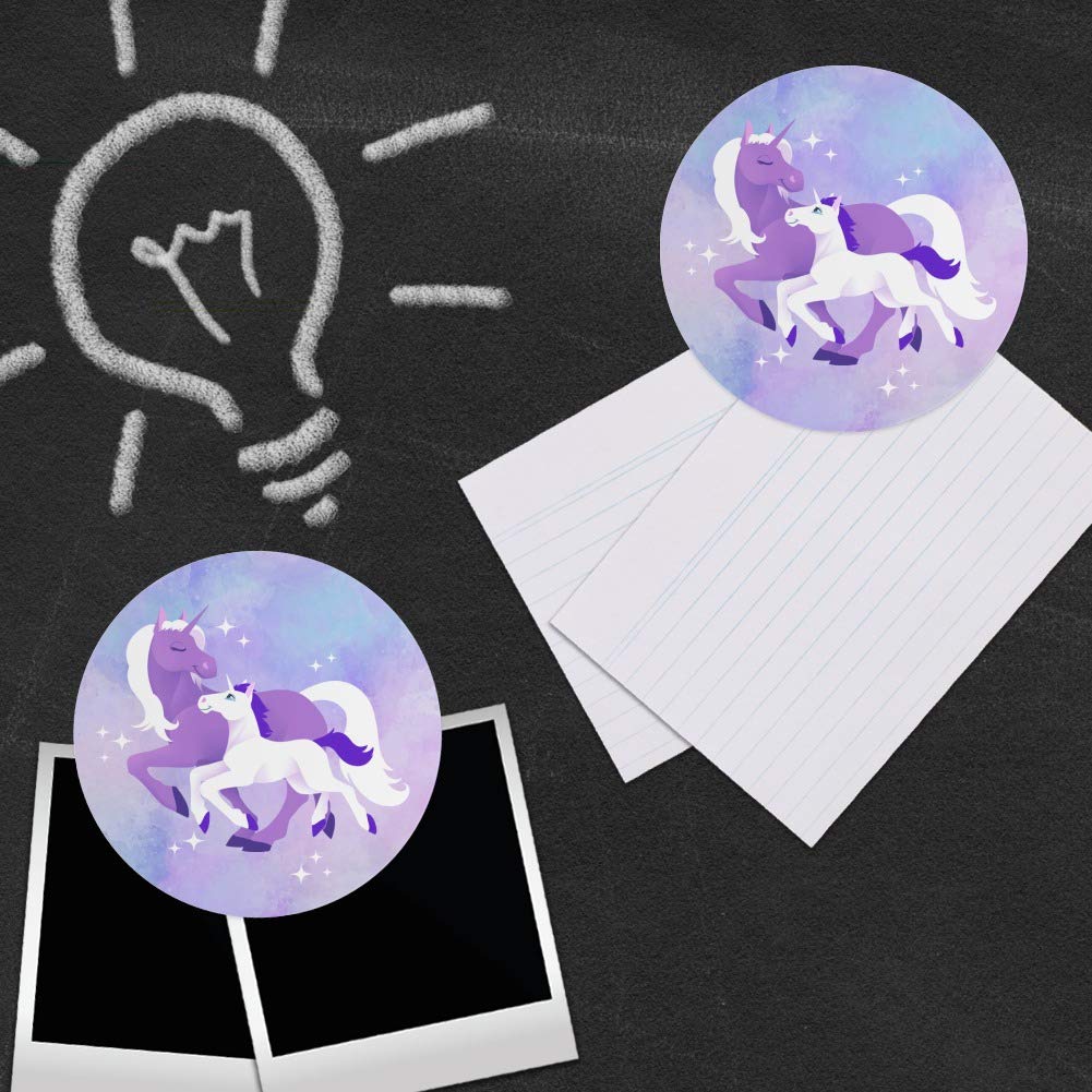 Magical Mom Unicorn & Baby Fridge Magnet Set - Vinyl Circle Refrigerator Magnets for Home, Office, Dorm Decor - Perfect for Gifts, Parties, and Kids' Room Organization
