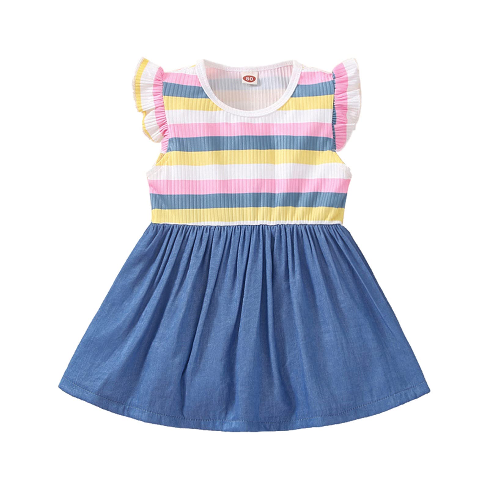 **Rainbow Strap Princess Dress for Toddler Girls – Dusty Blue Toddler Dress for Infants & Kids | Perfect for Birthday Parties, Photo Shoots & Special Occasions**