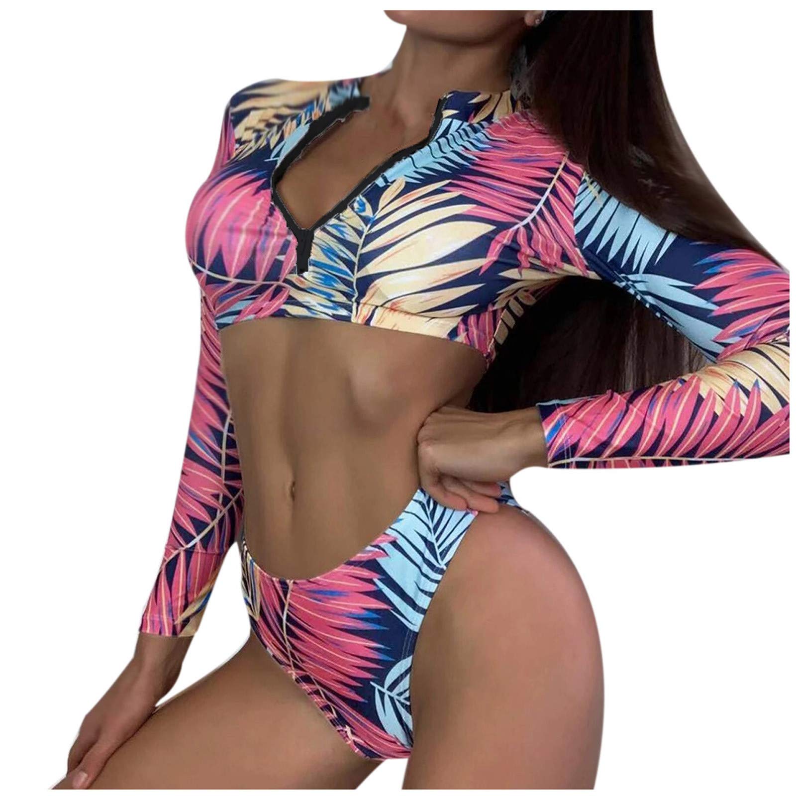 Trendy Women's Push Up Triangle Bikini Set - Sexy Two Piece Swimsuit with Graphic Print for Beach & Pool | Summer Vacation, Tropical Getaway, Swim Party Essential