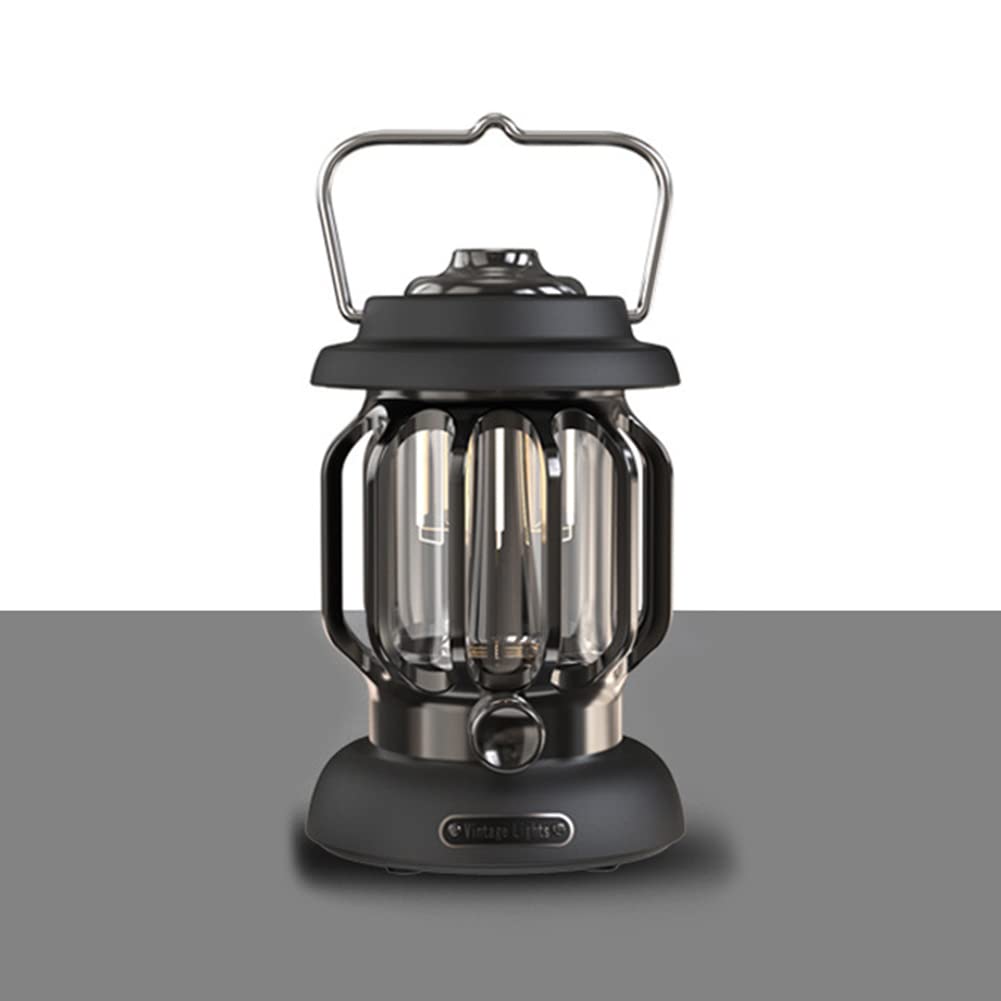 Rechargeable USB LED Camping Lantern - Retro Outdoor Hiking Tent Light with 4 Lighting Modes (Black/White) | Perfect for Camping, Hiking, Emergency Power Outages & Backyard Parties