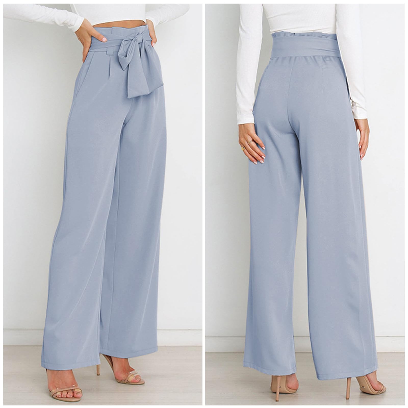 GUOLEZEEV Women's High Waist Wide Leg Dress Pants - Business Casual Office Work Pants, Comfortable Stretch Trousers for Professional & Everyday Wear