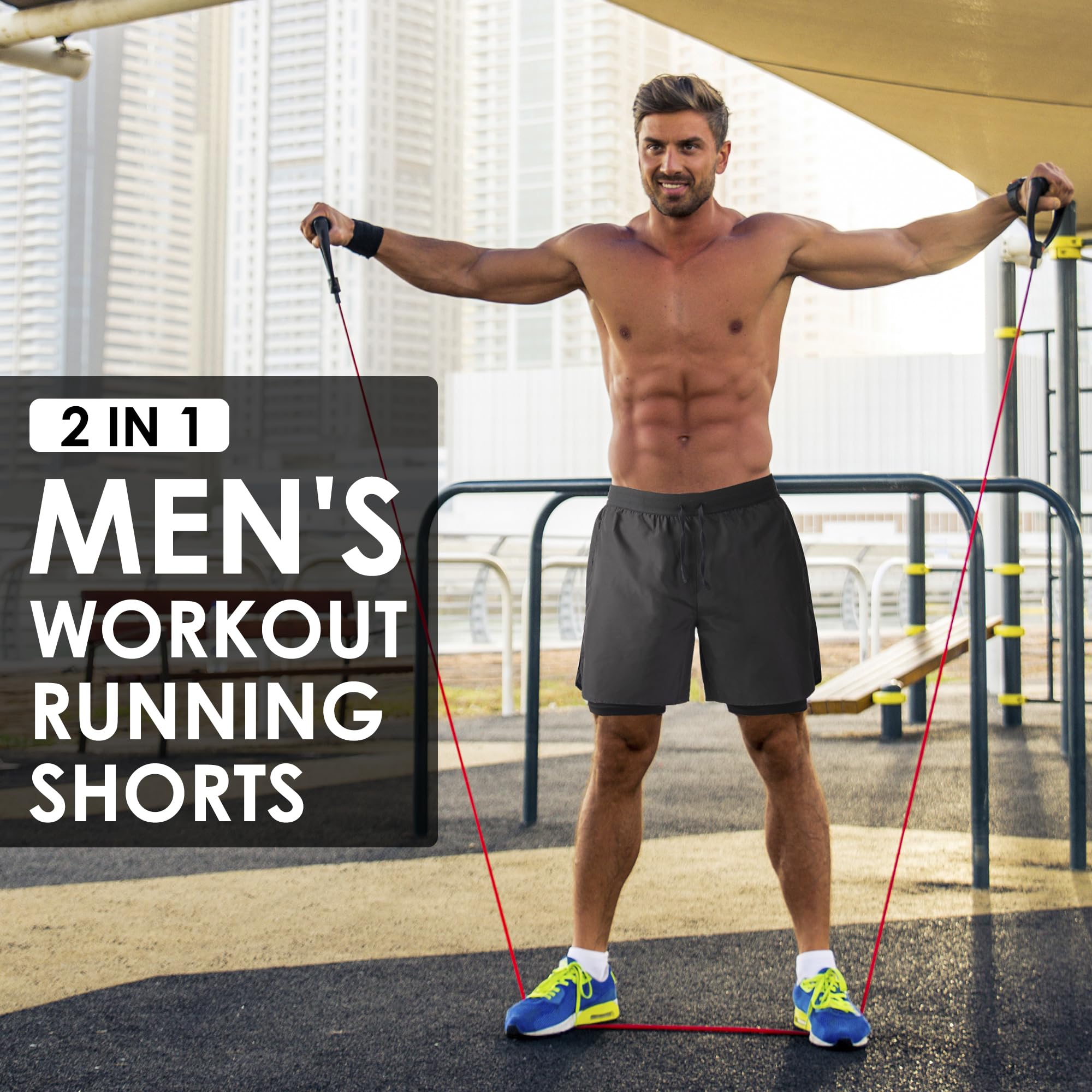 NIMOJIRO Men's 2-in-1 Running Shorts with Liner - Quick Dry Athletic Workout Shorts for Gym Training, Jogging & Outdoor Sports - Perfect for Running, Basketball & Fitness Activities
