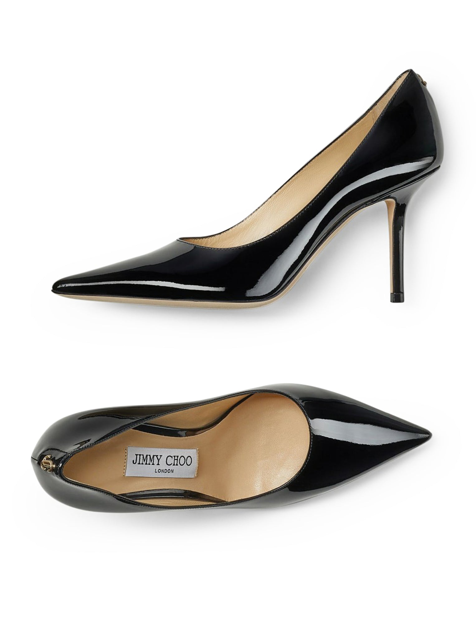 JC Logo Patent Leather Pumps - Elegant Pointed Toe High Heels for Women, Perfect for Office, Parties & Special Occasions
