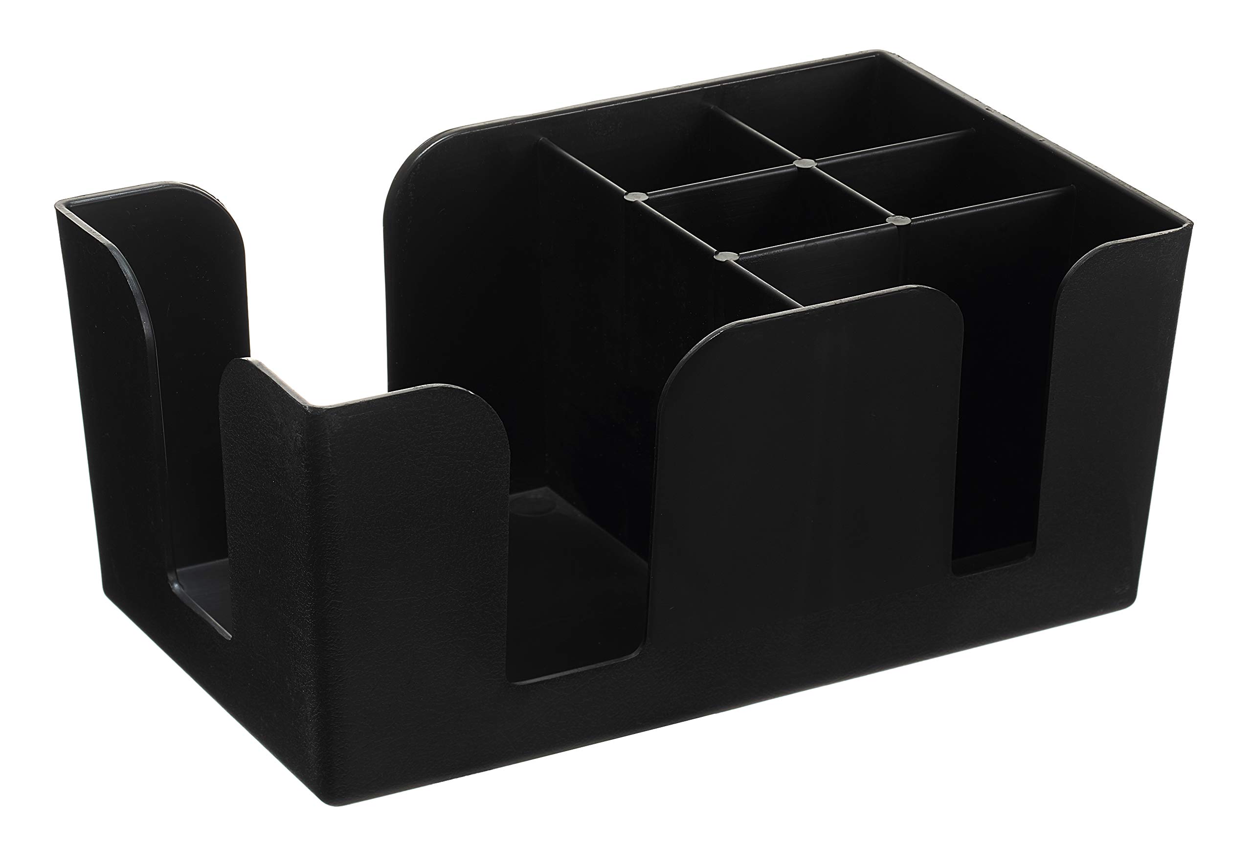 6-Pack Heavy Duty Plastic Bar Caddy with 6 Compartments - Refillable Barware Organizer for Napkins, Straws & Utensils - Perfect for Home Bars, Restaurants & Party Serving Stations
