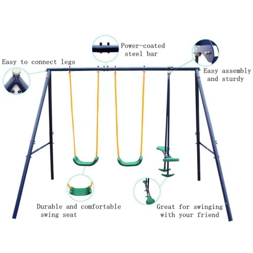 **Heavy Duty 3-in-1 Metal Swing Set for Kids & Toddlers – A-Frame Stand with Swing, Glider, Gym Rings – 440LBS Capacity Backyard Playground Equipment – Perfect for Outdoor Fun & Gifts**    *(Use Case: Ideal for backyard play, outdoor family activities, birthday gifts, and encouraging active play for children ages 2-10.)*