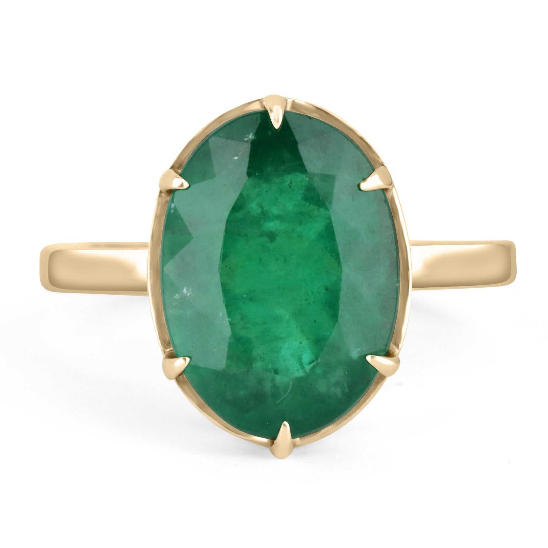 4.39 Carat 14K Gold Oval Dark Rare Rich Green Emerald Solitaire Ring for Women - Perfect for Engagement, Wedding, Anniversary & Special Occasions