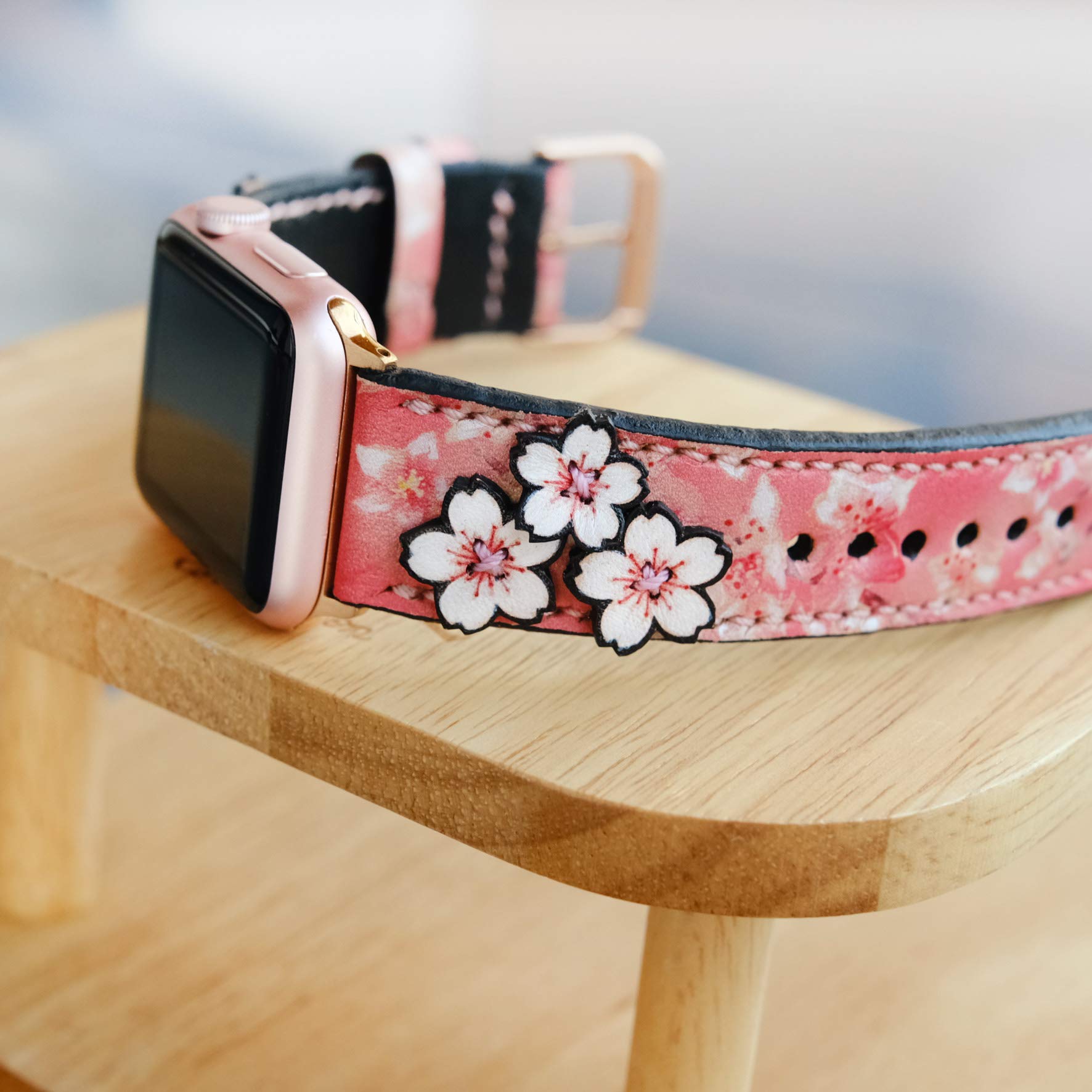Premium Genuine Leather Apple Watch Band for 38mm/40mm/42mm/44mm - Compatible with Series 1/2/3/4/5/SE - Hand-Stitched Luxury Replacement Strap - Perfect for Workouts, Business Meetings & Casual Wear