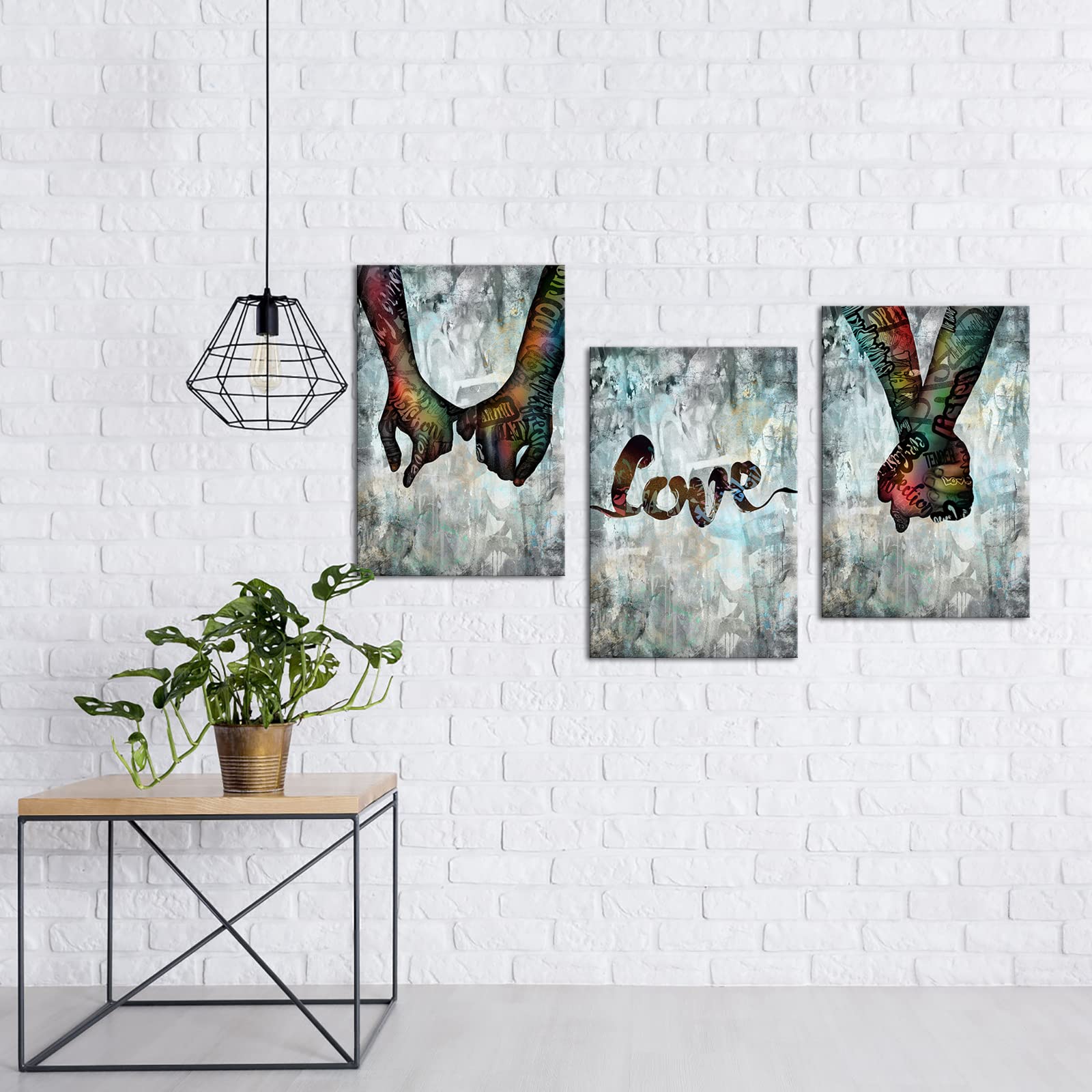 Love Hand in Hand Pop Art Canvas - Romantic Couple Wall Decor for Bedroom & Living Room