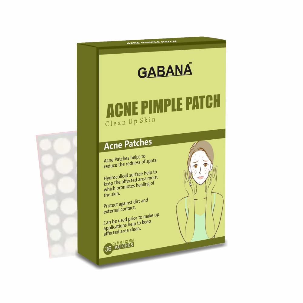 GABANA Acne Pimple Patch for Face - 36 Hydrocolloid Patches for Men & Women | Treats Acne, Dark Spots & Pimple Marks | Suitable for Oily & Dry Skin | Perfect for Overnight Spot Treatment & Daily Skincare Routine