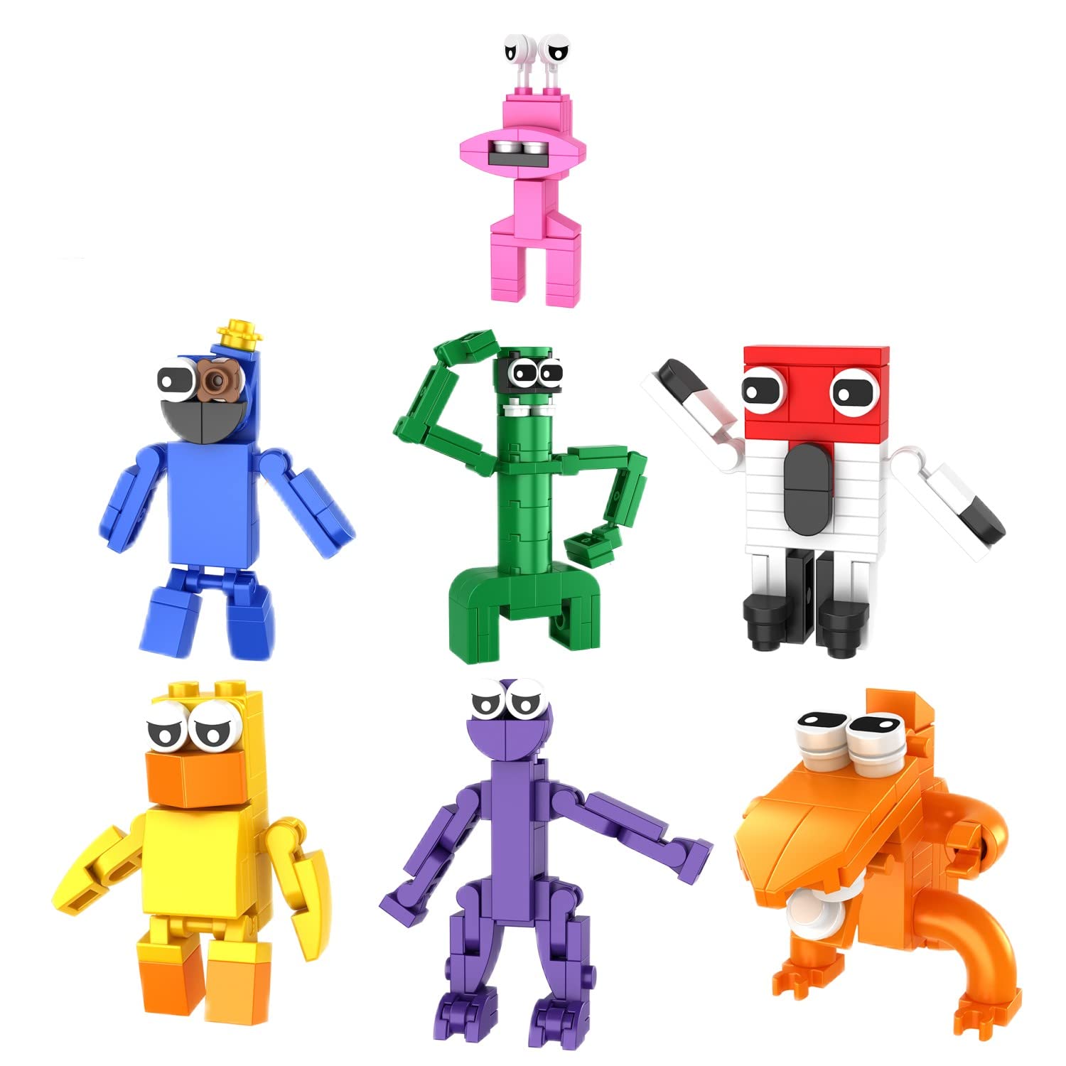 7 Pack Rainbow Friends Mini Figures Block Toys - Fun Collectible Building Set for Kids, Perfect for Christmas, Birthday Party Decorations & Easter Gifts - Great for Playtime, Room Decor and Gift Giving