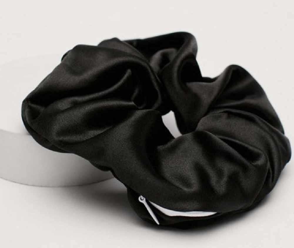 6-Piece Satin Silk Scrunchies with Zipper for Women - Soft Hair Ties, Ponytail Holders & Hair Accessories (Perfect for Workouts, Office & Everyday Styling)