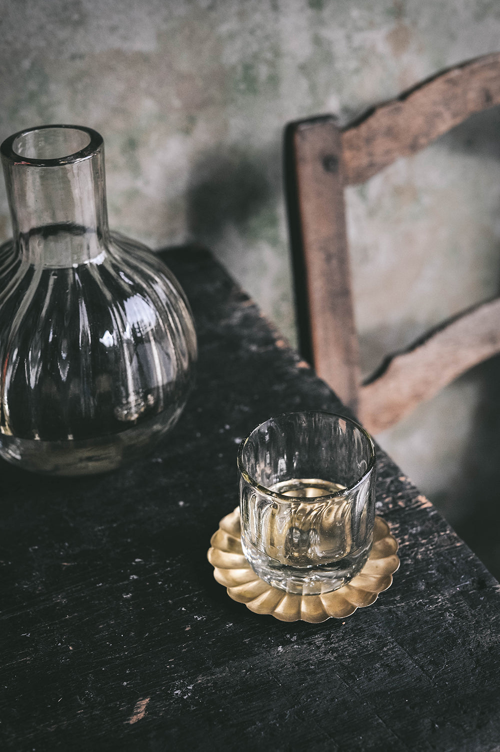 Eco-Friendly Recycled Glass Fluted Carafe Set - 2-Piece Water Pitcher & Drinking Glasses for Home, Kitchen & Party Serving - Perfect for Iced Tea, Lemonade & Cocktails