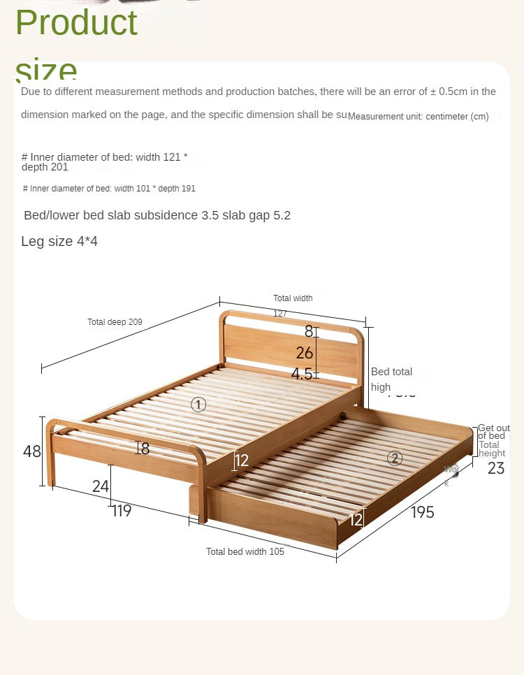 Solid Beech Wood Space-Saving Bunk Bed with Guardrails - Sturdy Twin Over Twin Loft Bed for Kids & Teens - Perfect for Small Bedrooms, Guest Rooms & Dormitories