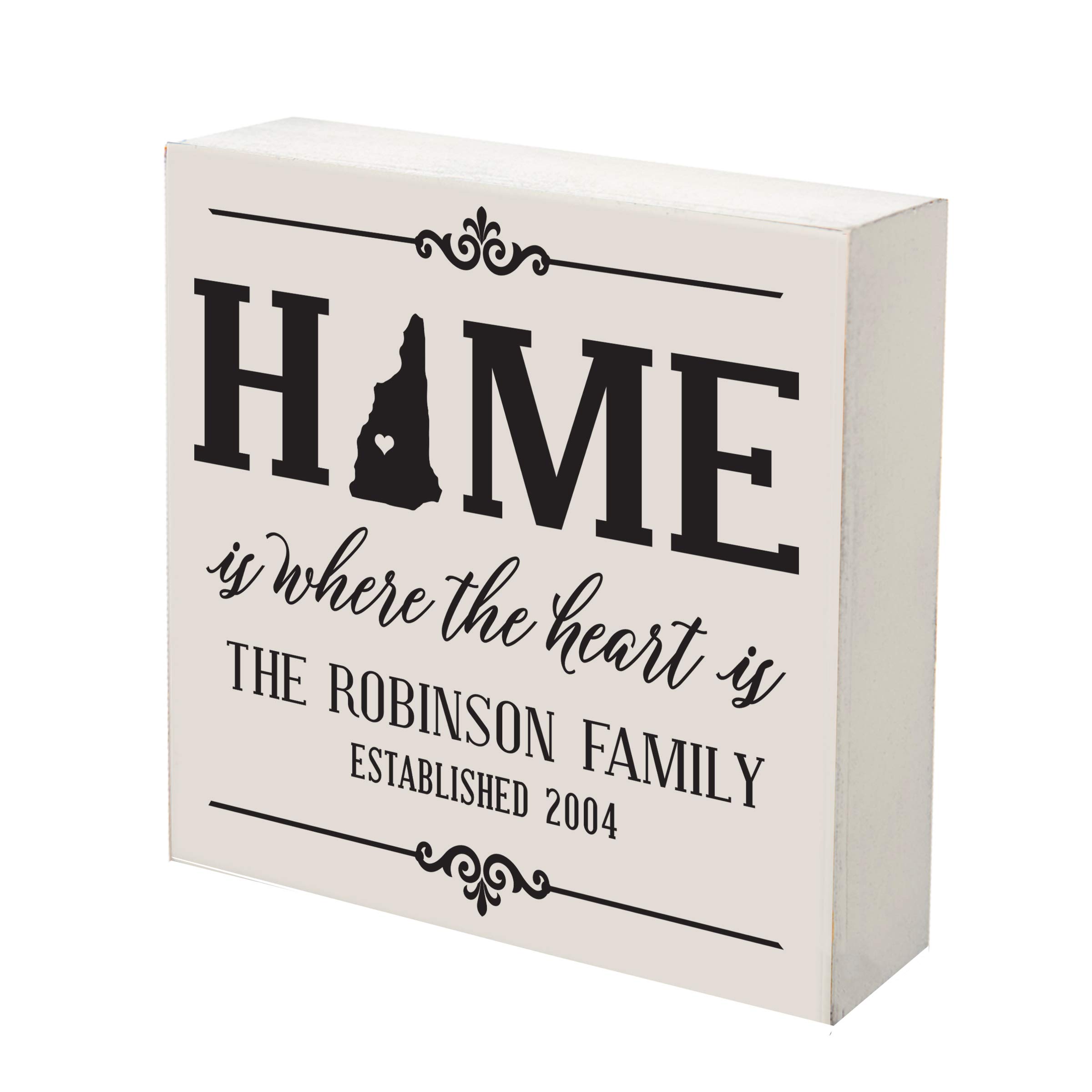 LifeSong Milestones Personalized New Hampshire Home State Shadow Box - 6x6 White Wooden Wall Decor for Family & Housewarming Gifts | Perfect for Home Sweet Home Displays, Shelf Decor & New England Themed Room Decorations