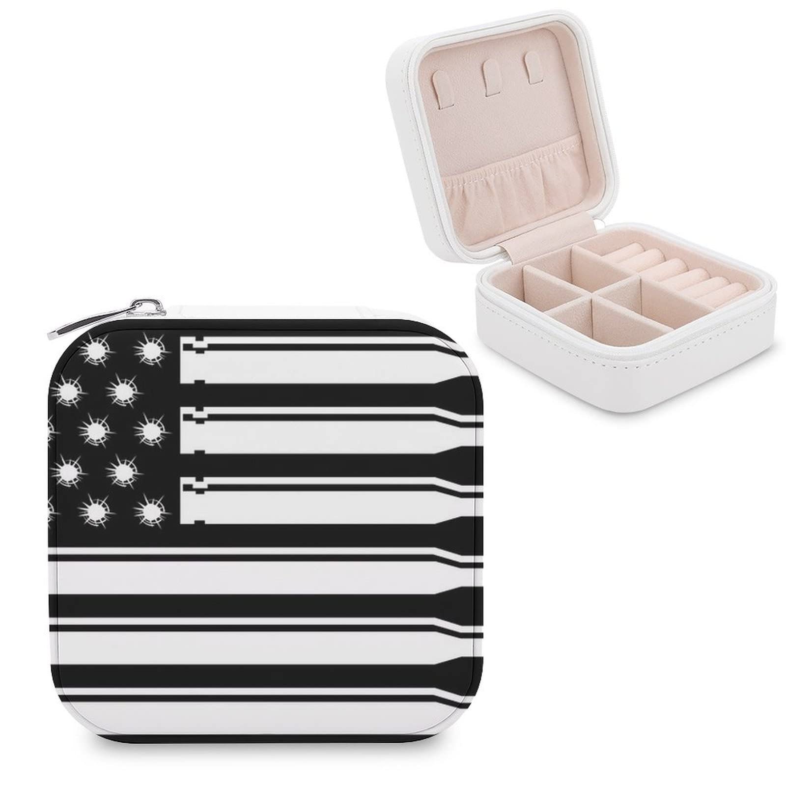 PU Leather Small Jewelry Box with American Flag Design - Portable Travel Jewelry Organizer for Rings, Necklaces, Earrings & Bracelets | Compact Storage Case for Women | Perfect for Travel, Gifts & Daily Use