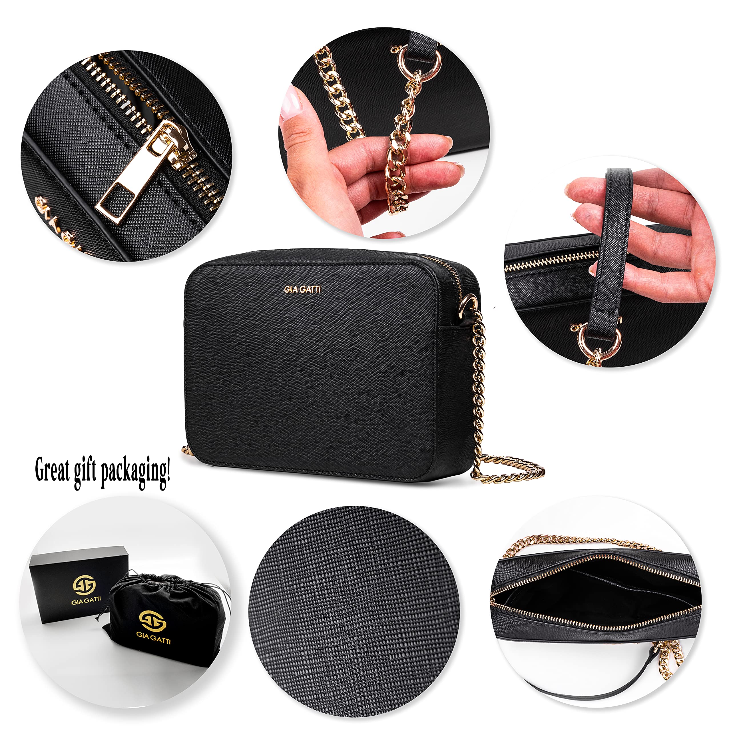 Stylish Faux Leather Crossbody Purse for Women - Adjustable Shoulder Strap Small Handbag - Jet Set Crossbody Bag for Daily Use, Travel & Shopping