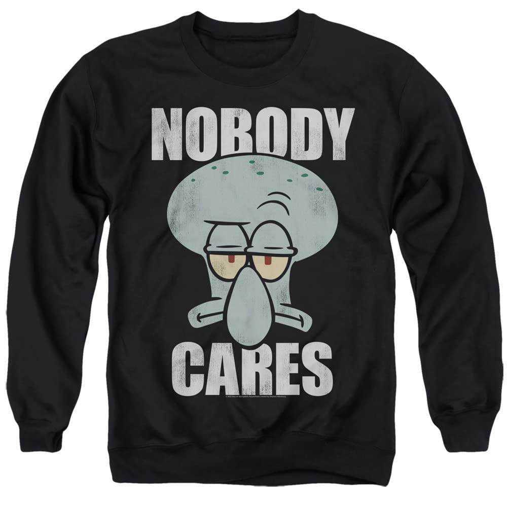 Spongebob Nobody Cares Meme Sweatshirt - Unisex Adult Crewneck Pullover - Funny Cartoon Graphic Hoodie for Casual Wear & Meme Lovers